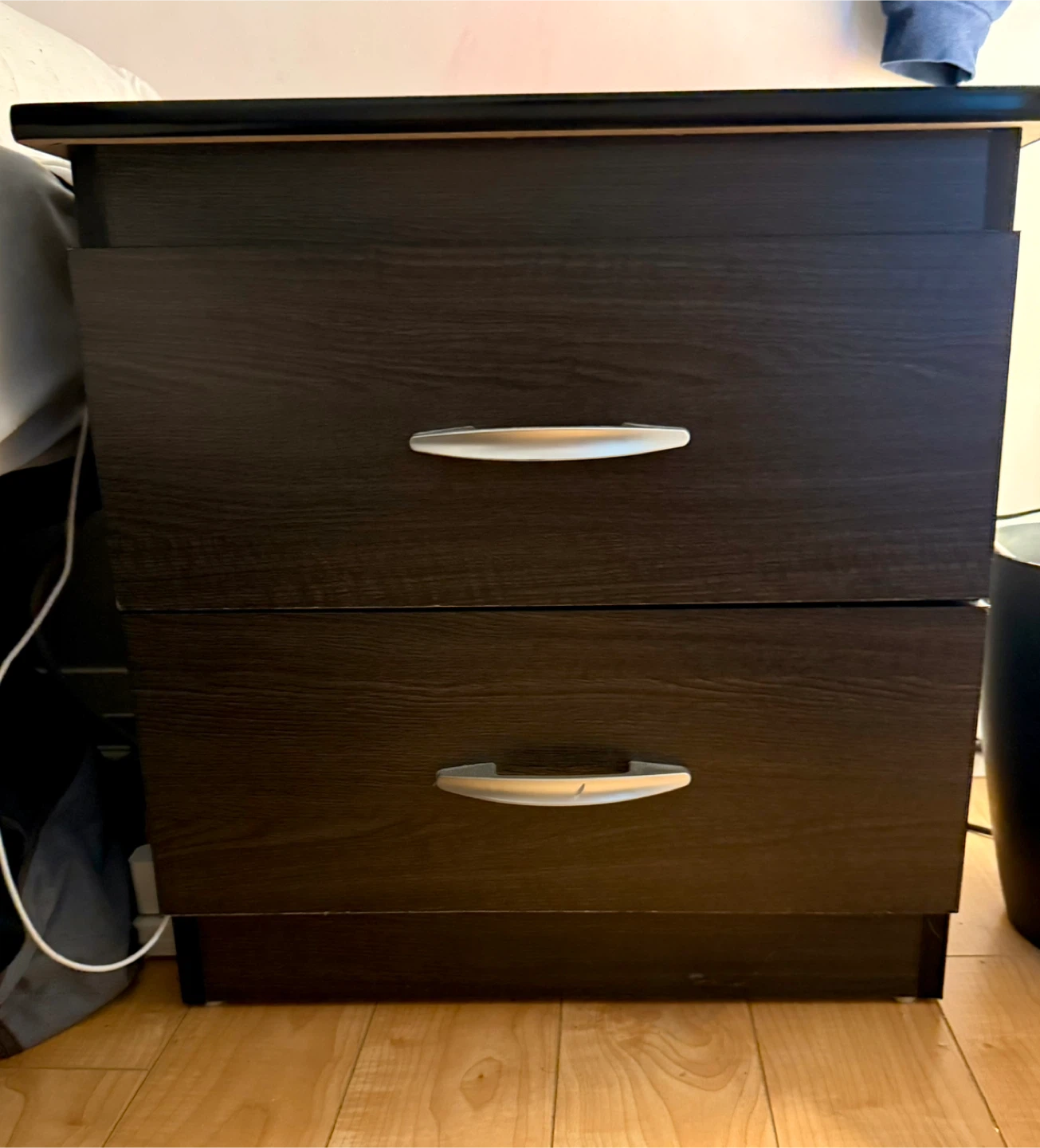 Black Two-Drawer Nightstand