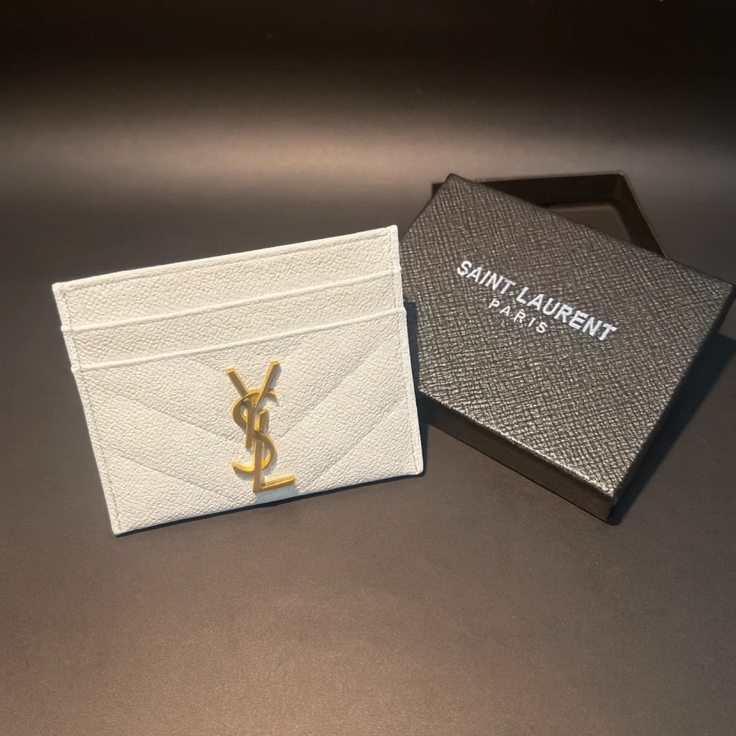 YSL White Card Wallet