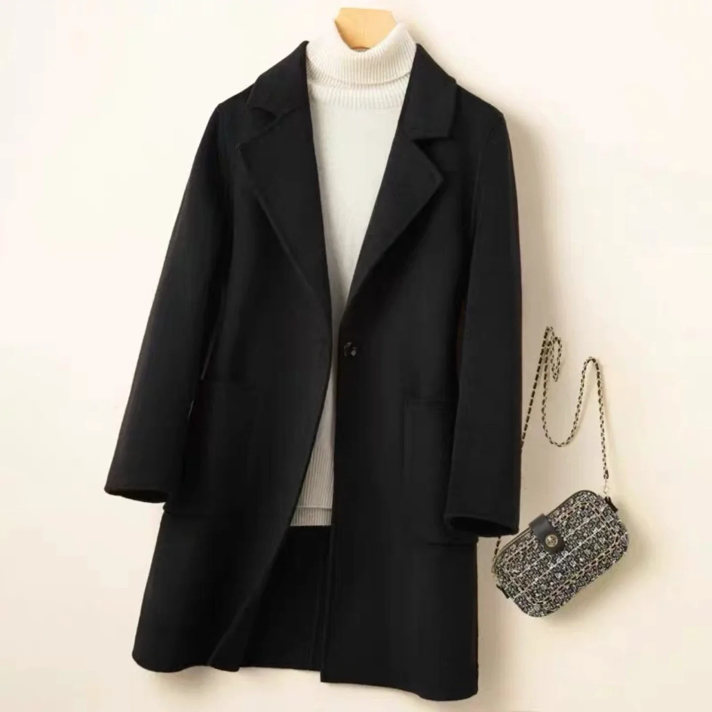 Black Wool Blend Coat