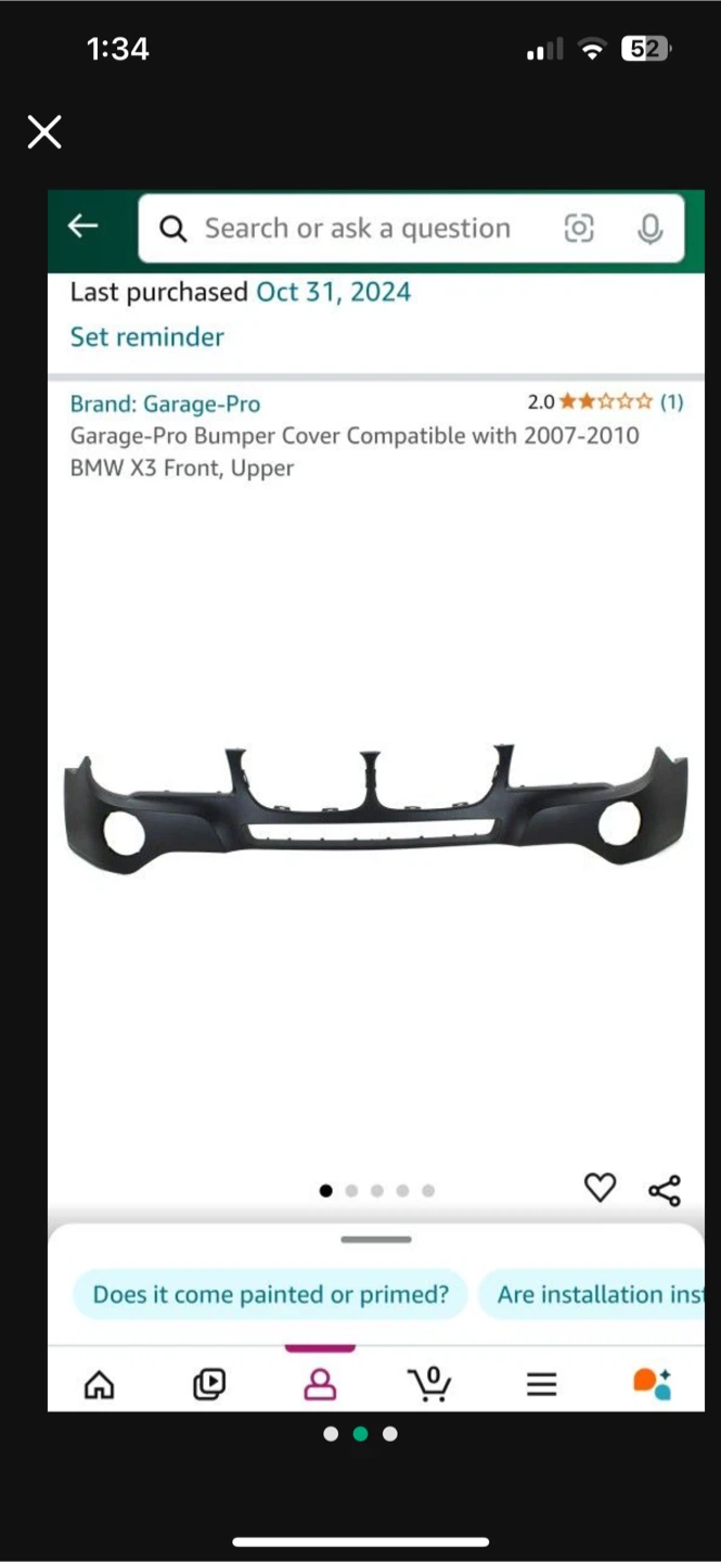 Garage-Pro BMW X3 Front Bumper Cover (2007-2010)