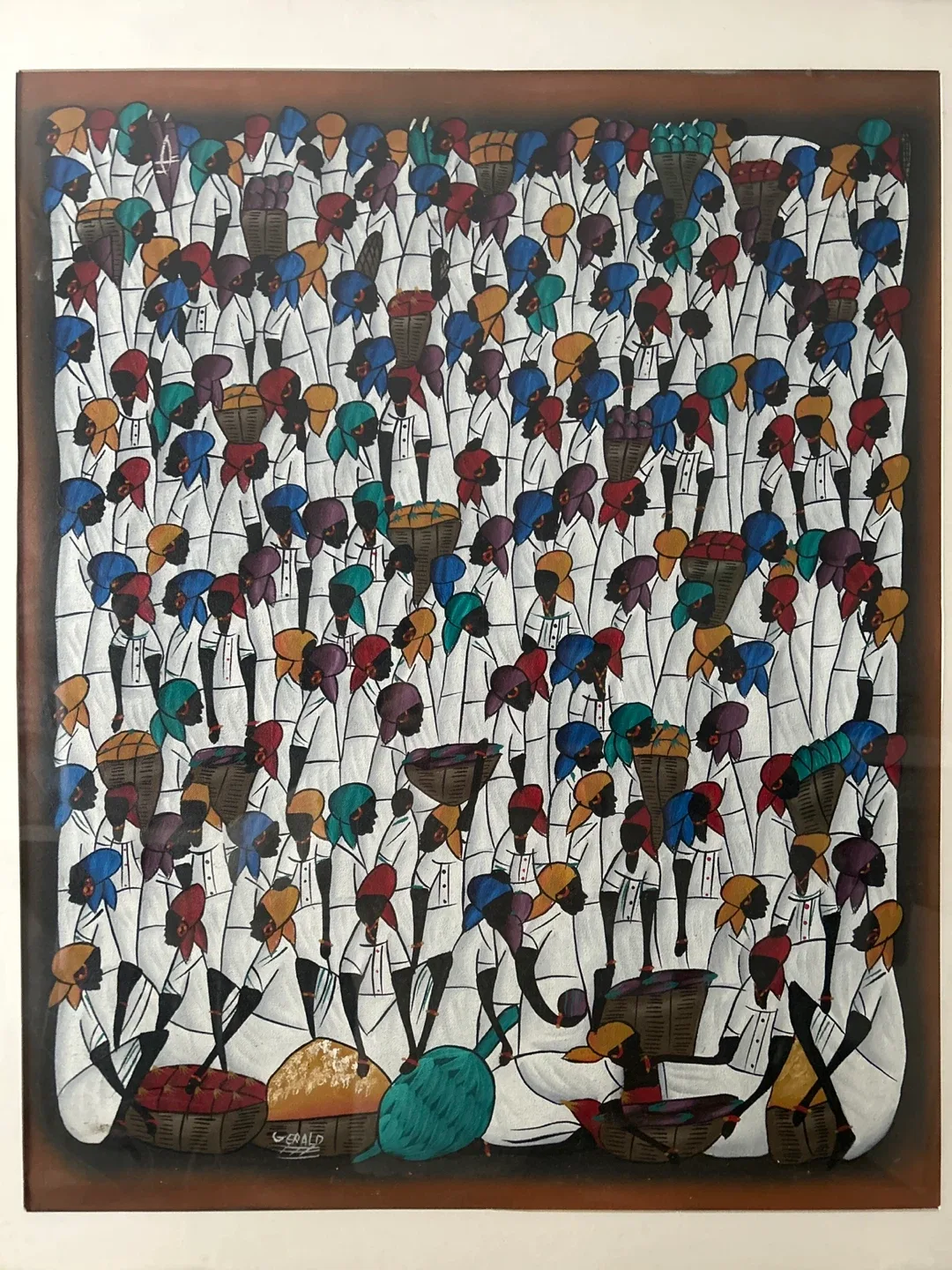 Women at the Market Painting - Signed : Gerald