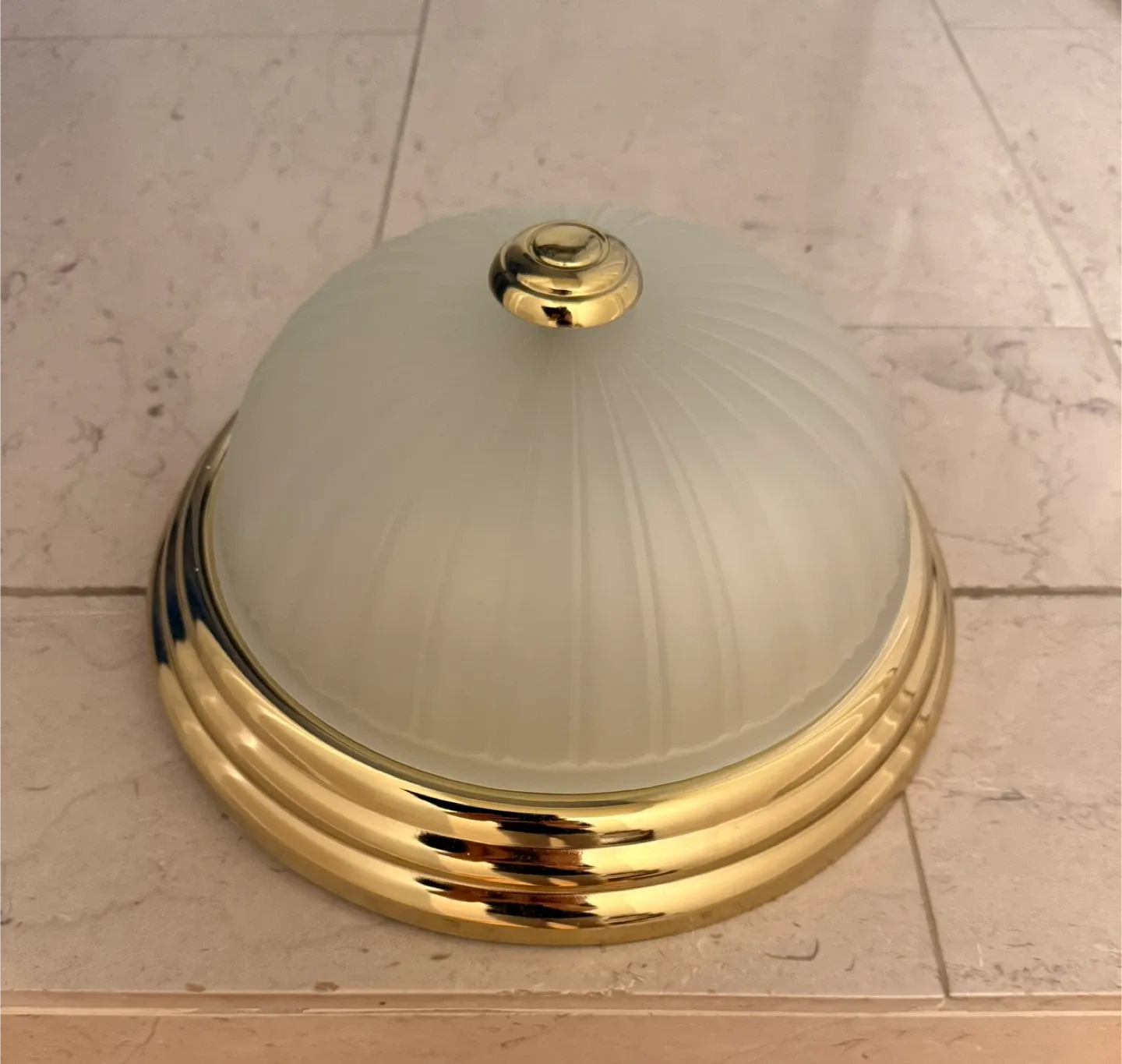 Gold & Frosted Round Glass Ceiling Light Fixture image indicator(2)
