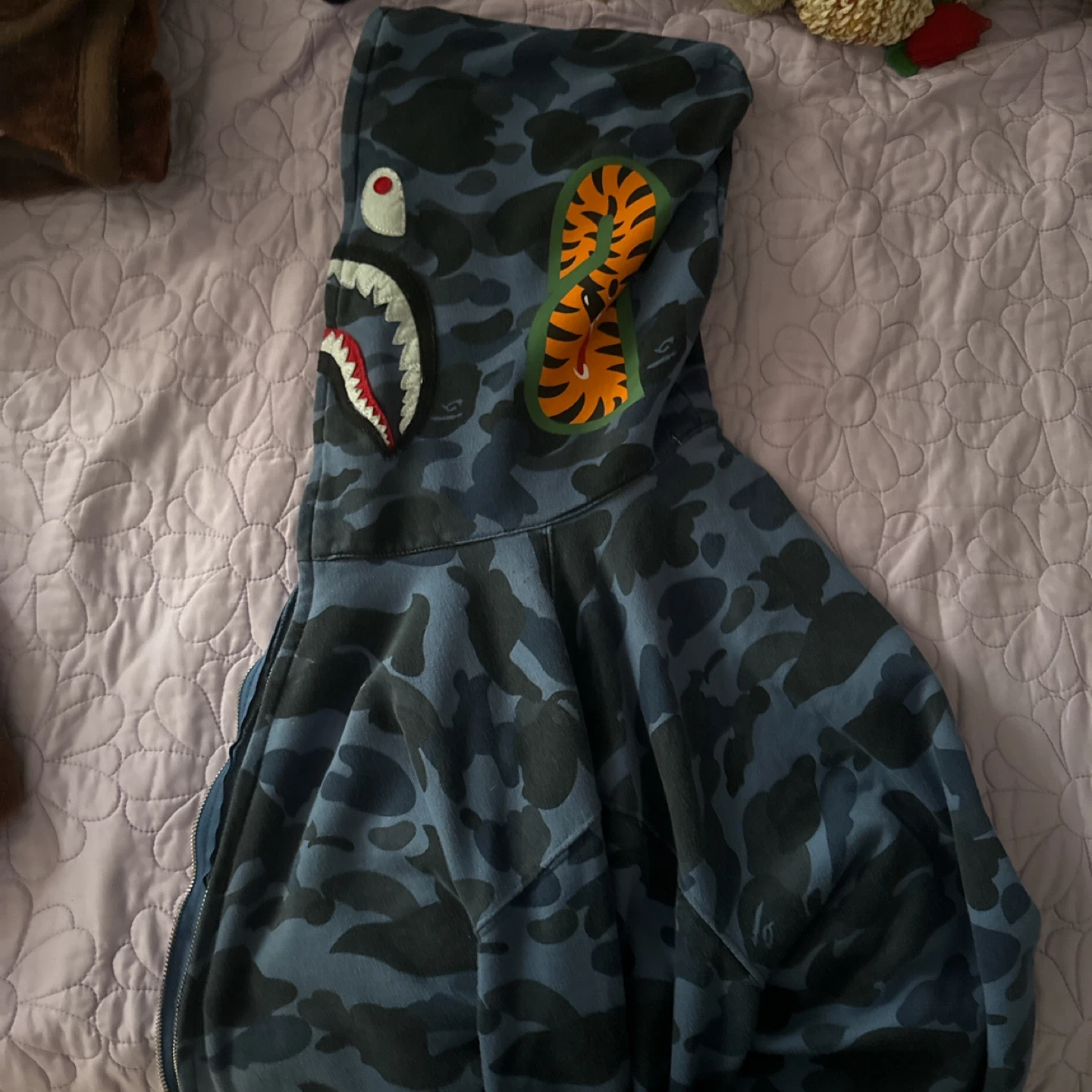 BAPE Blue Camo Shark Full Zip Hoodie - photo 3