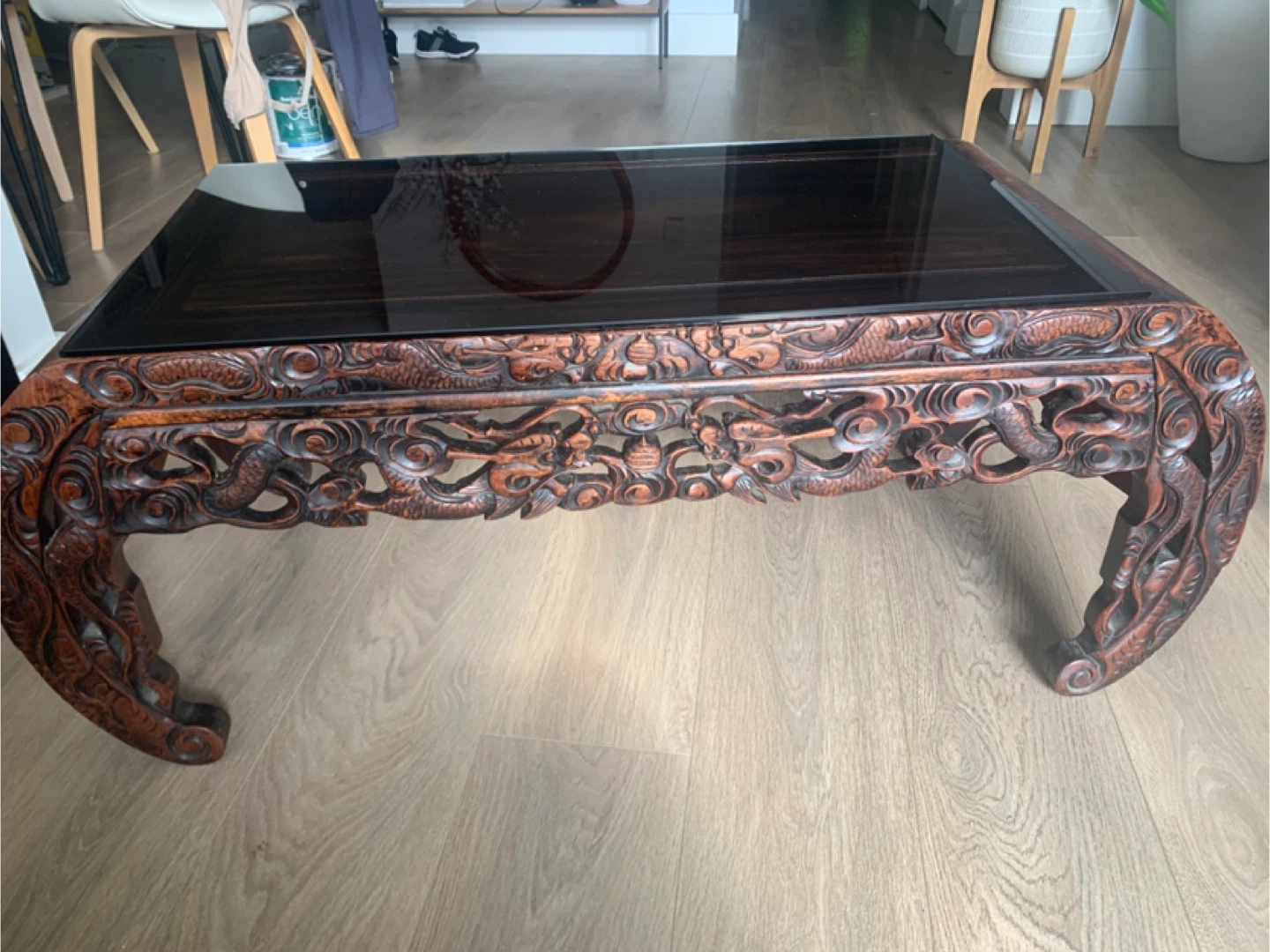 Hand carved opium Asian coffee table - photo 2