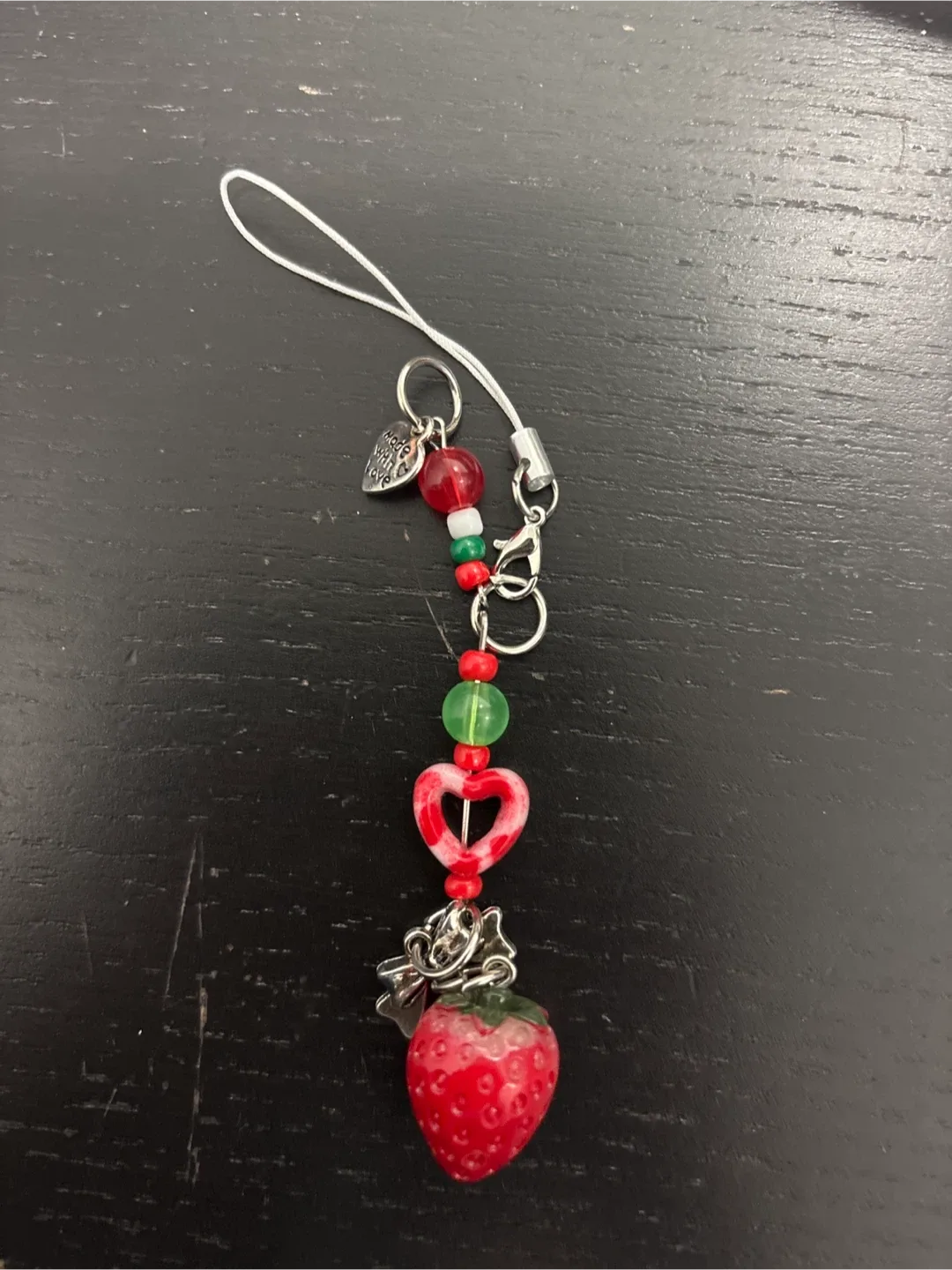 Strawberry Beaded Phone Charm