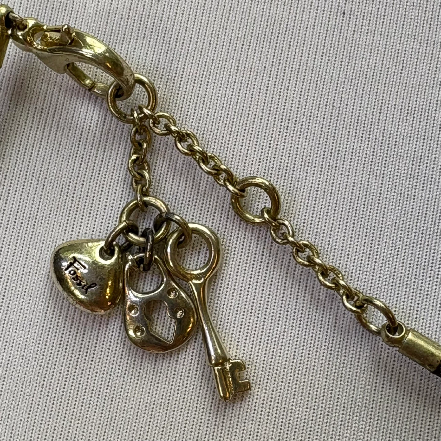 Fossil Gold Tone Woven Pendant Necklace Earring Set - photo 3