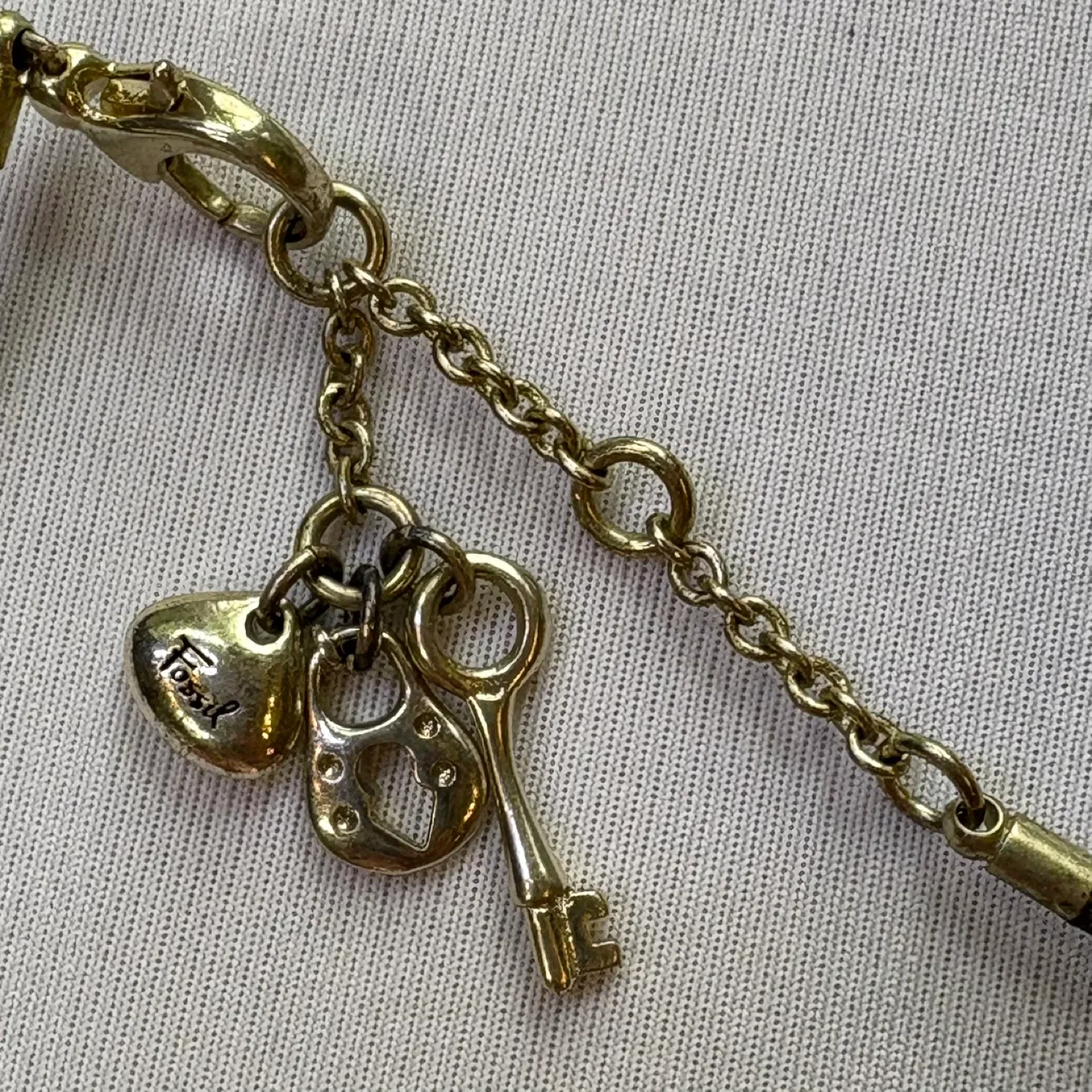 Fossil Gold Tone Woven Pendant Necklace Earring Set image indicator(3)