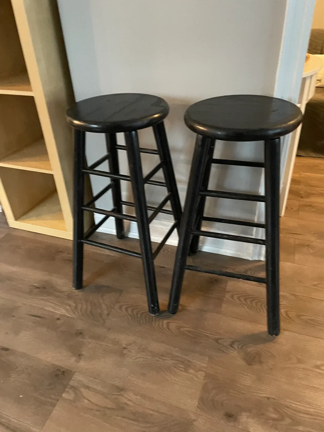 Pair of Black Wooden Bar Stools $30 each
