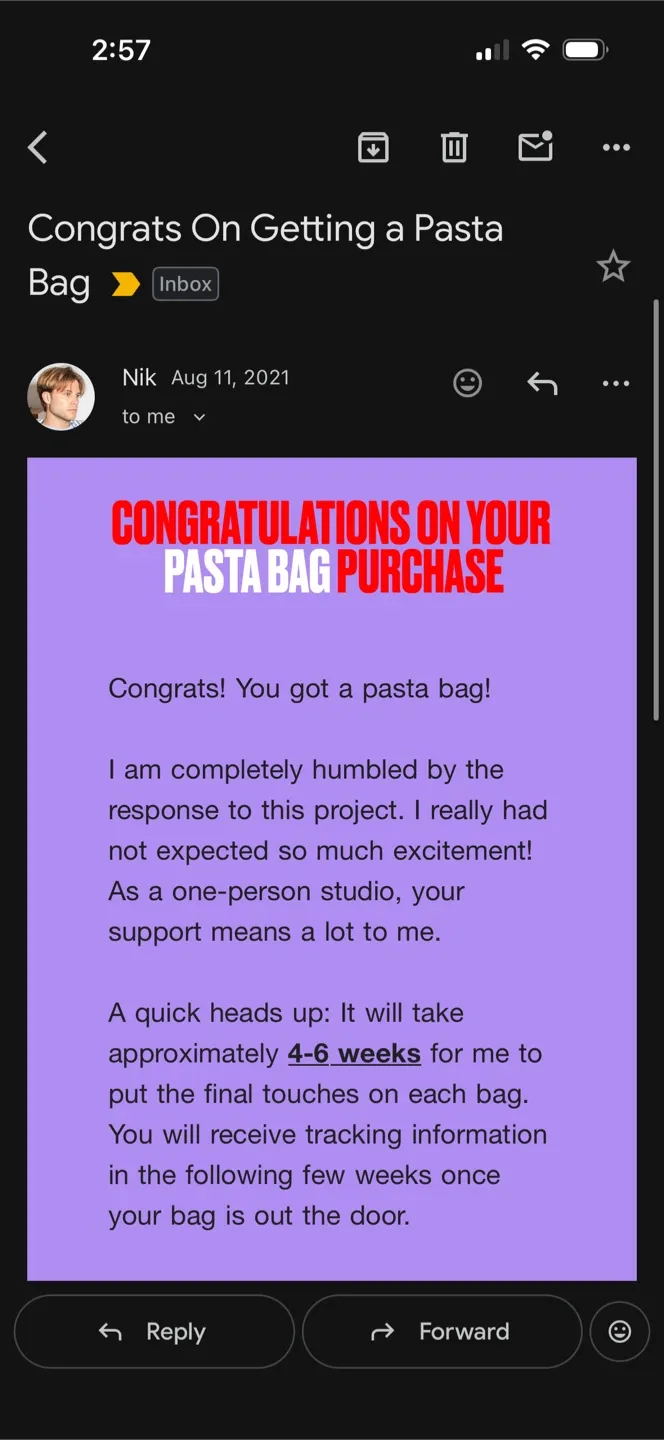 The Pasta Bag by Nikolas Bentel - Edition #001 image indicator(2)