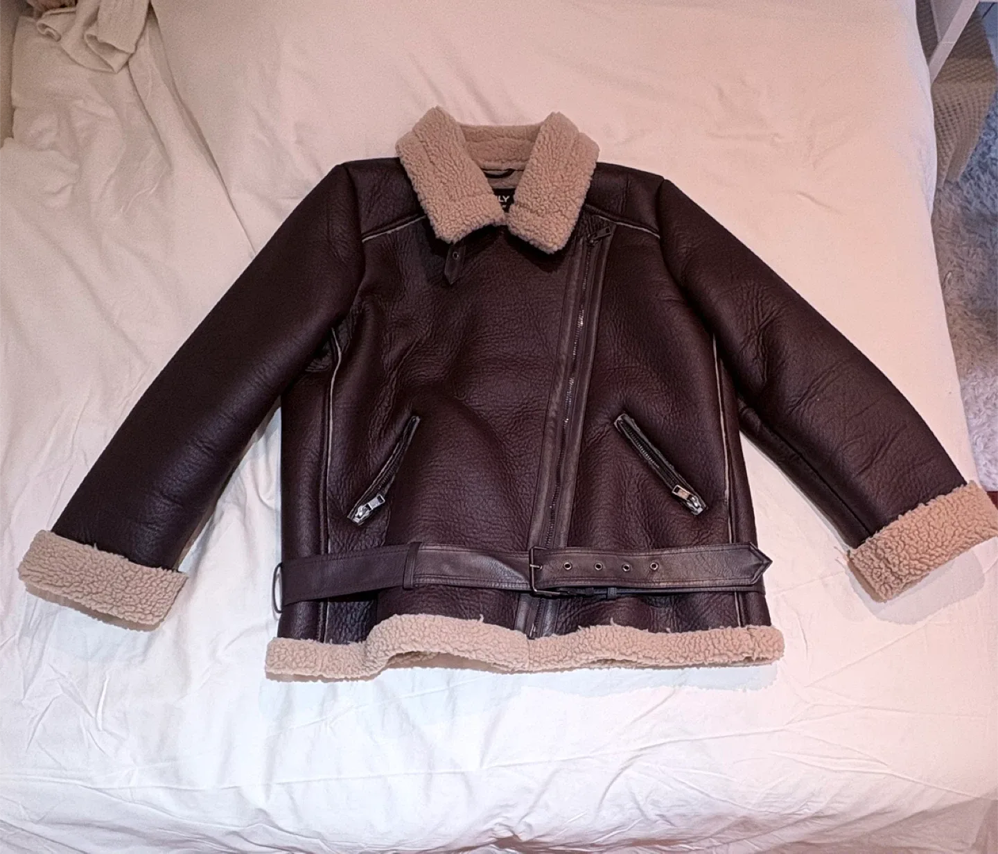 Faux Leather Aviator Jacket image indicator(2)