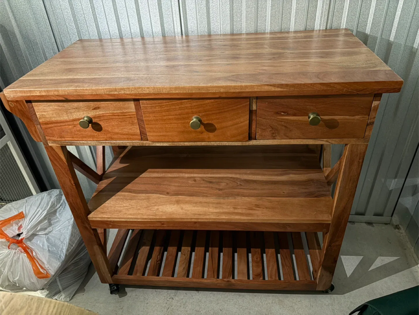 Wooden Kitchen Island Cart with Drawers