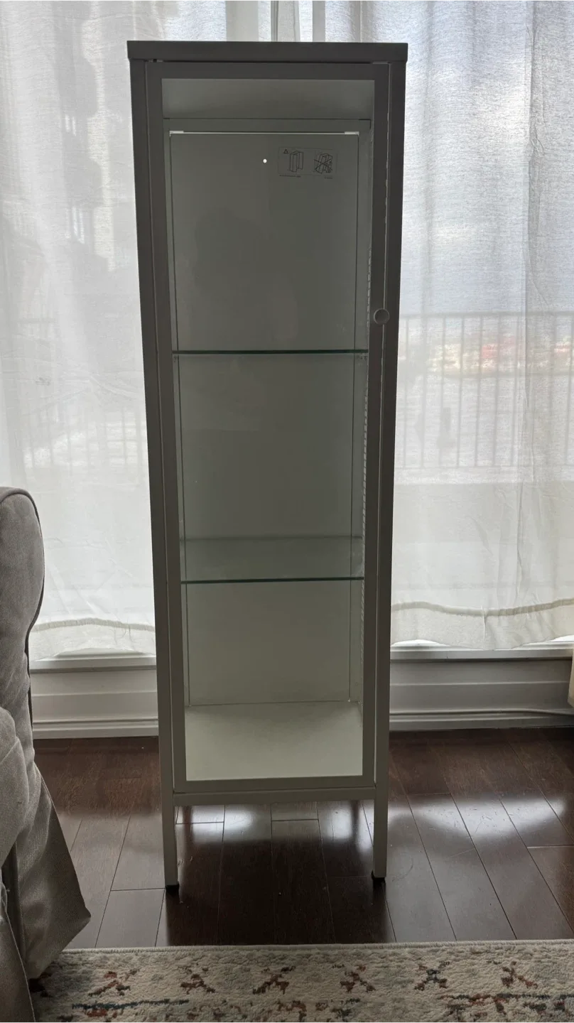 Ikea  BAGGEBO Glass-door cabinet, metal white image indicator(5)