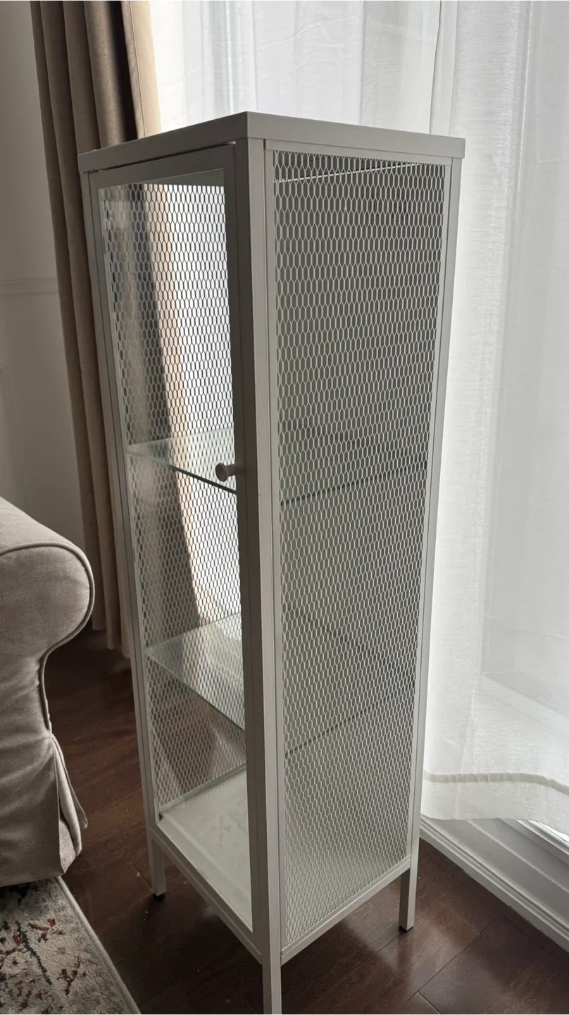 Ikea  BAGGEBO Glass-door cabinet, metal white image indicator(4)