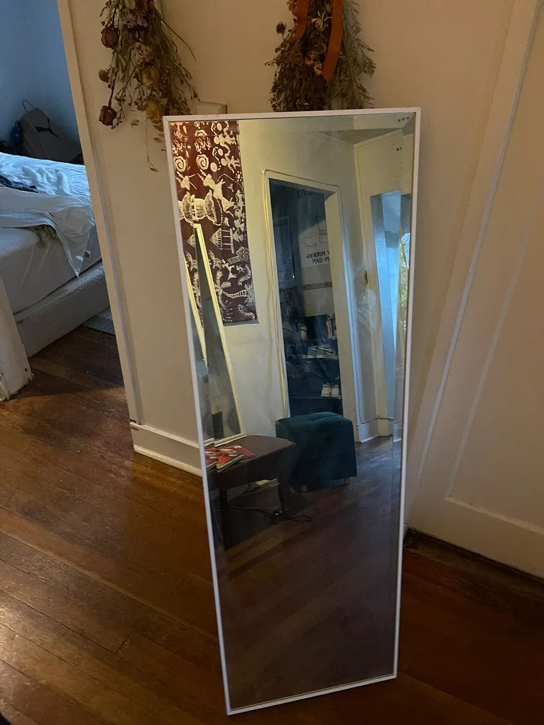 Full Length White Framed Mirror