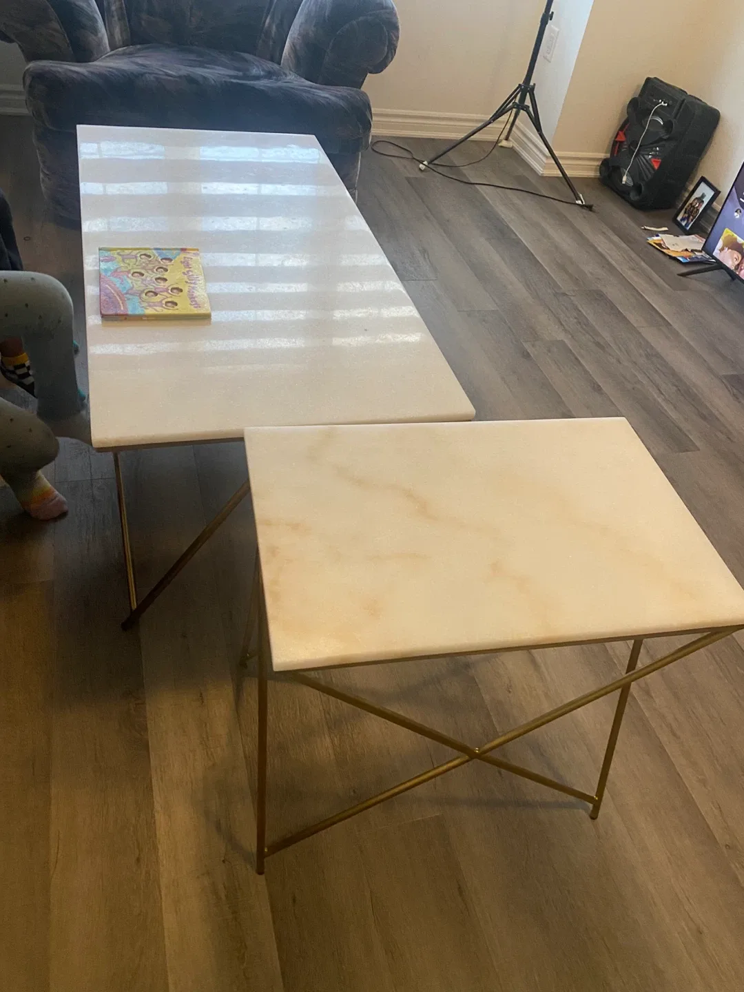 Marble Top Coffee Table Set - Gold Finish image indicator(2)