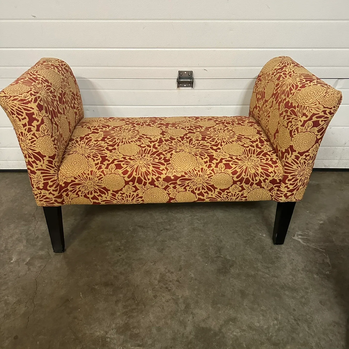 Upholstered Floral Pattern Bench
