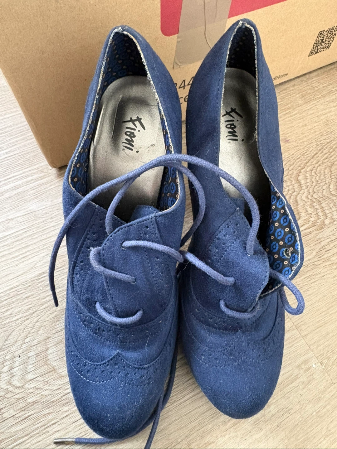 Blue heeled booties 7.5