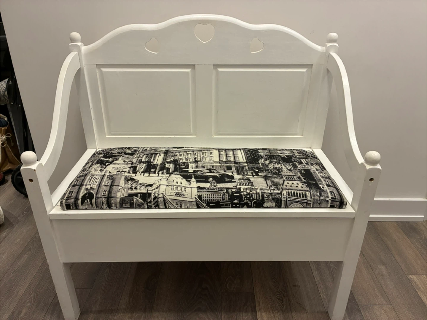White Entryway Bench with Storage
