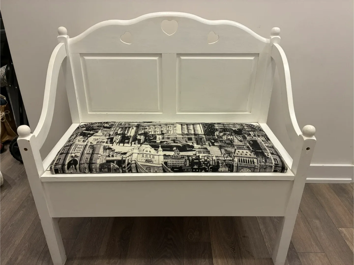 White Entryway Bench with Storage