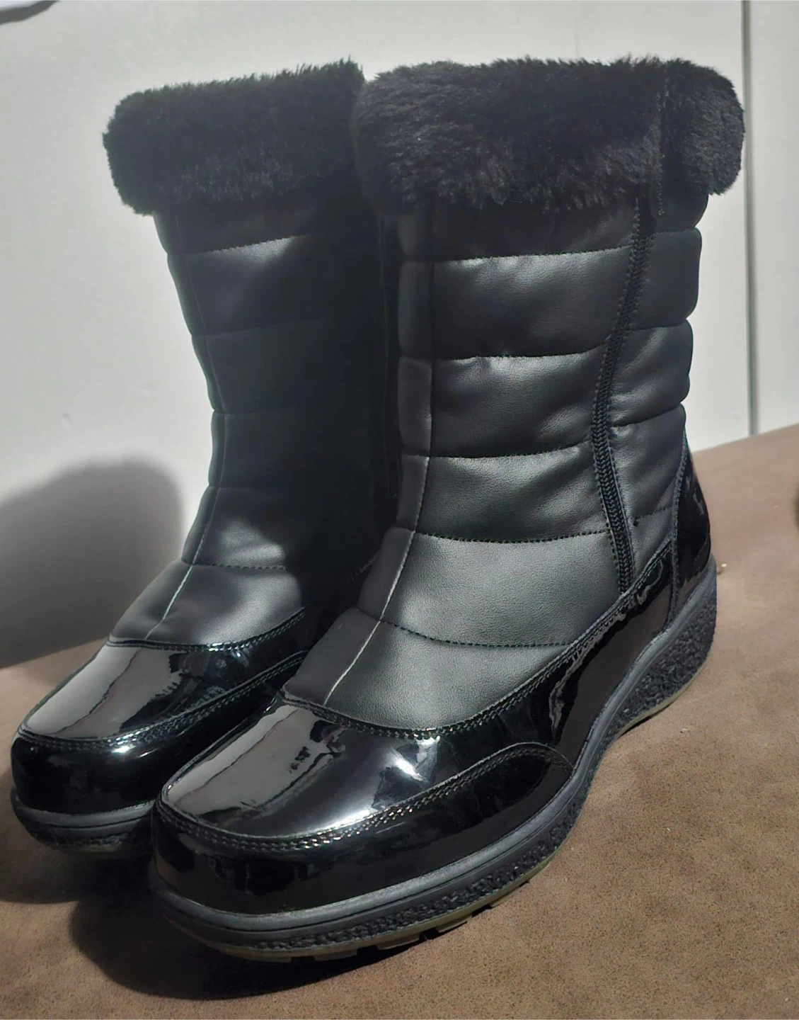 Black Winter Boots with Fur Trim - photo 2