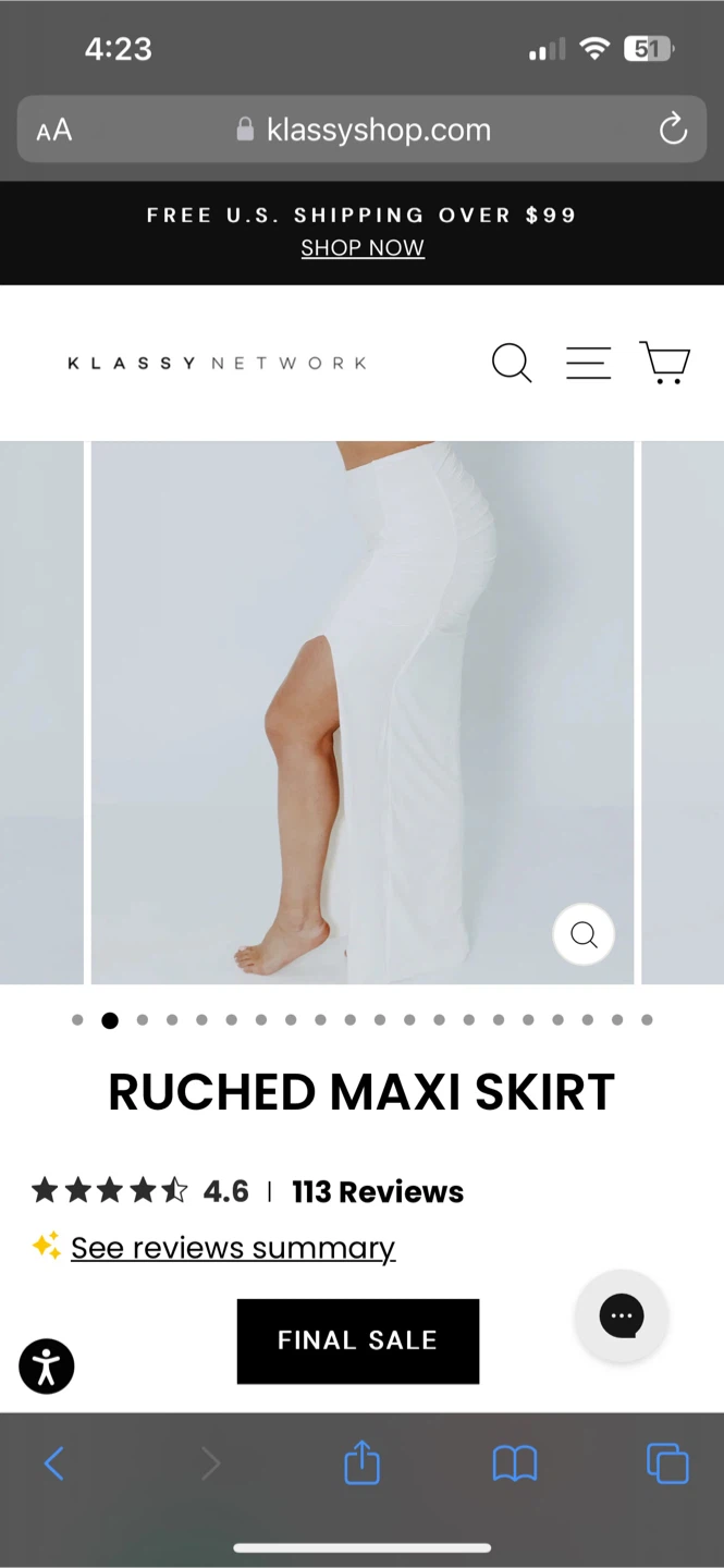 Klassy Network Ruched Maxi Skirt - White