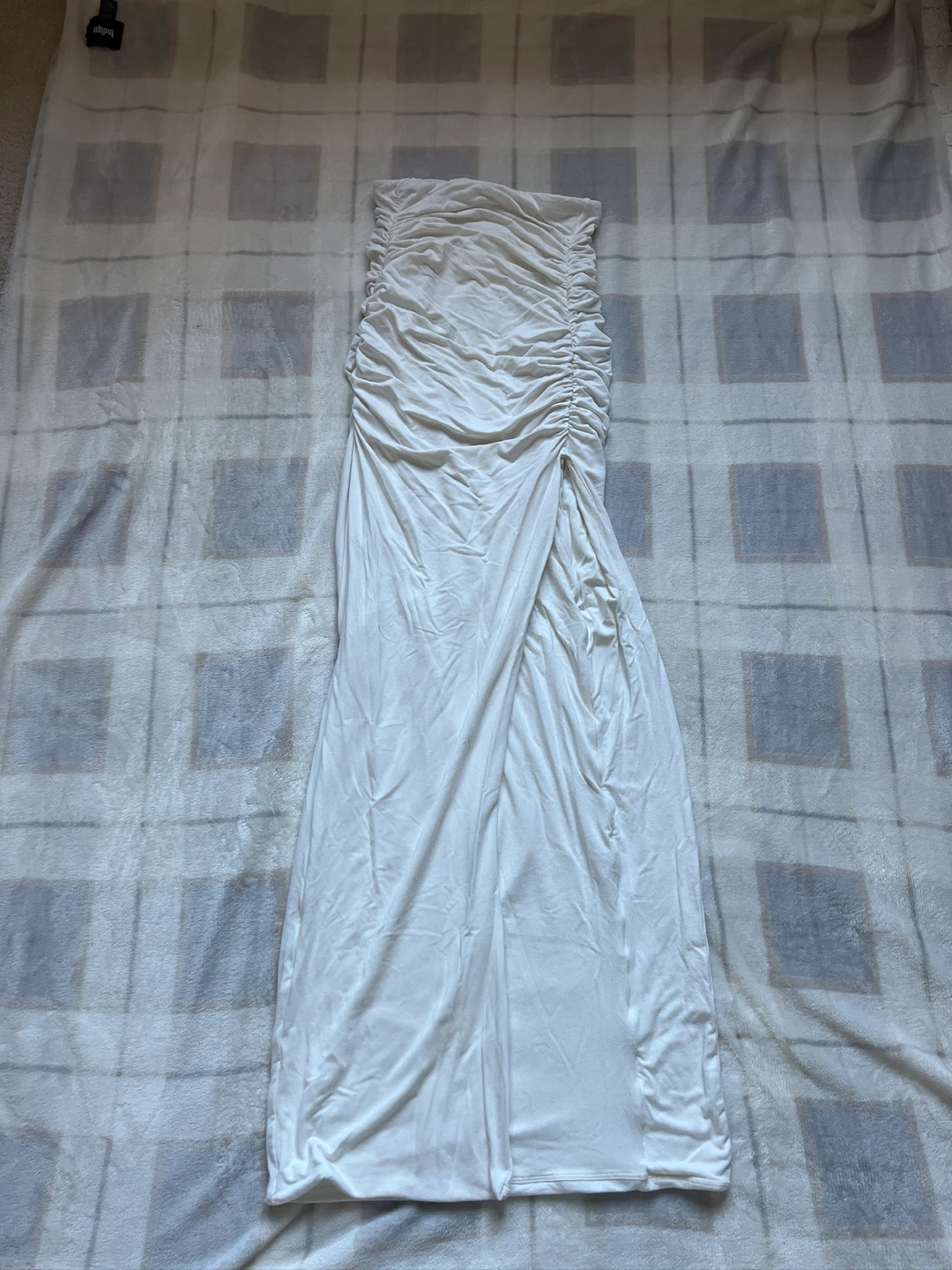Klassy Network Ruched Maxi Skirt - White - photo 3