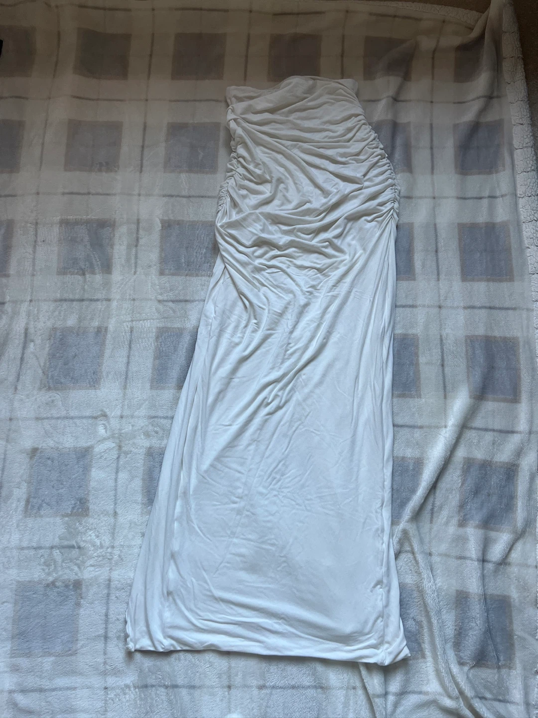 Klassy Network Ruched Maxi Skirt - White - photo 4