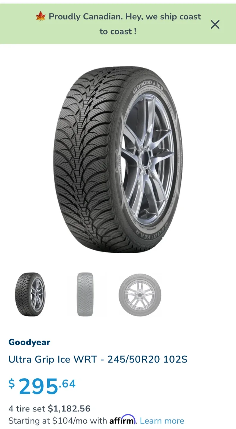 Goodyear Ultra Grip Ice WRT 245/50R20 Tire