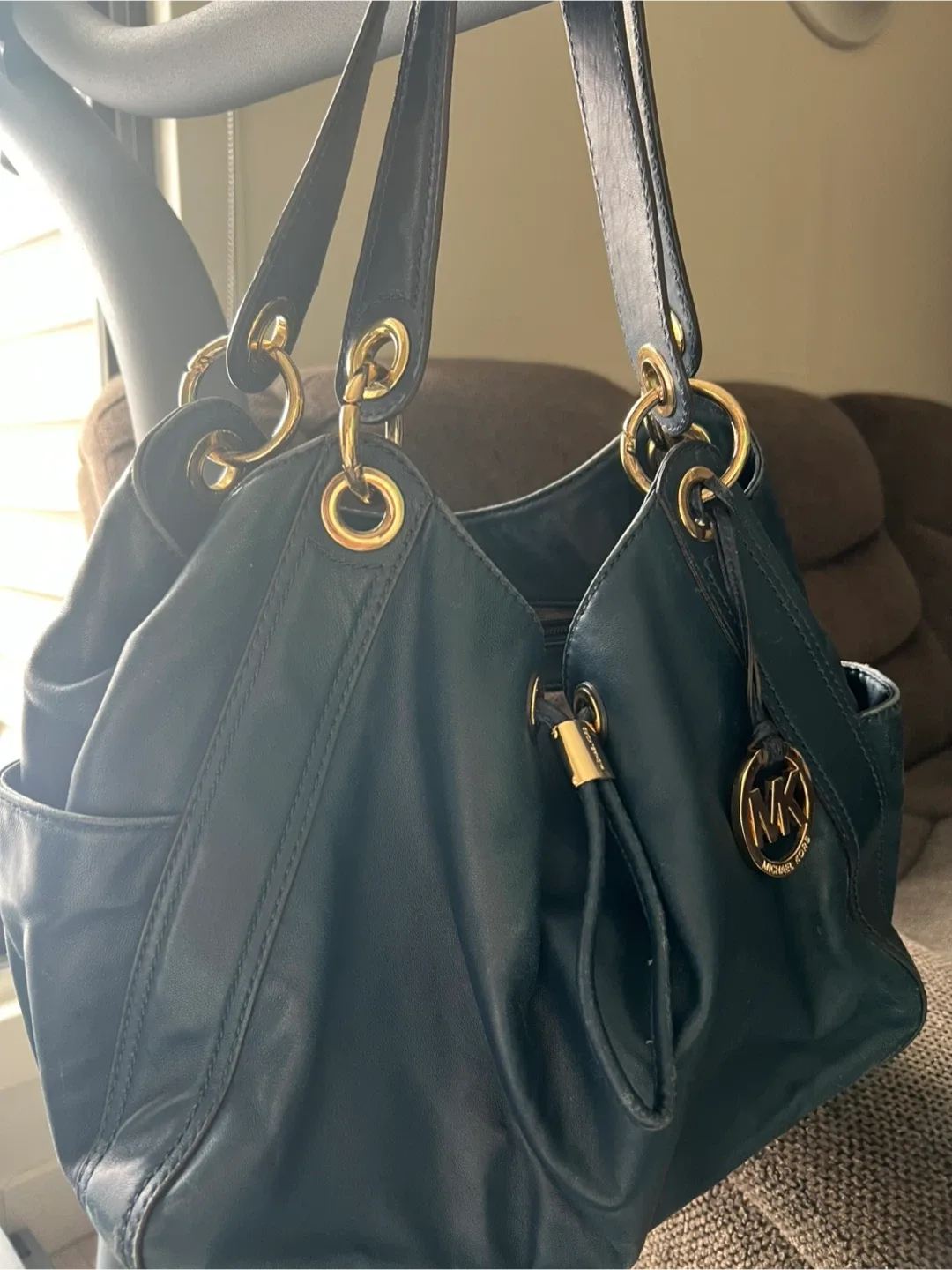 Michael Kors Blue Leather Shoulder Bag image indicator(5)