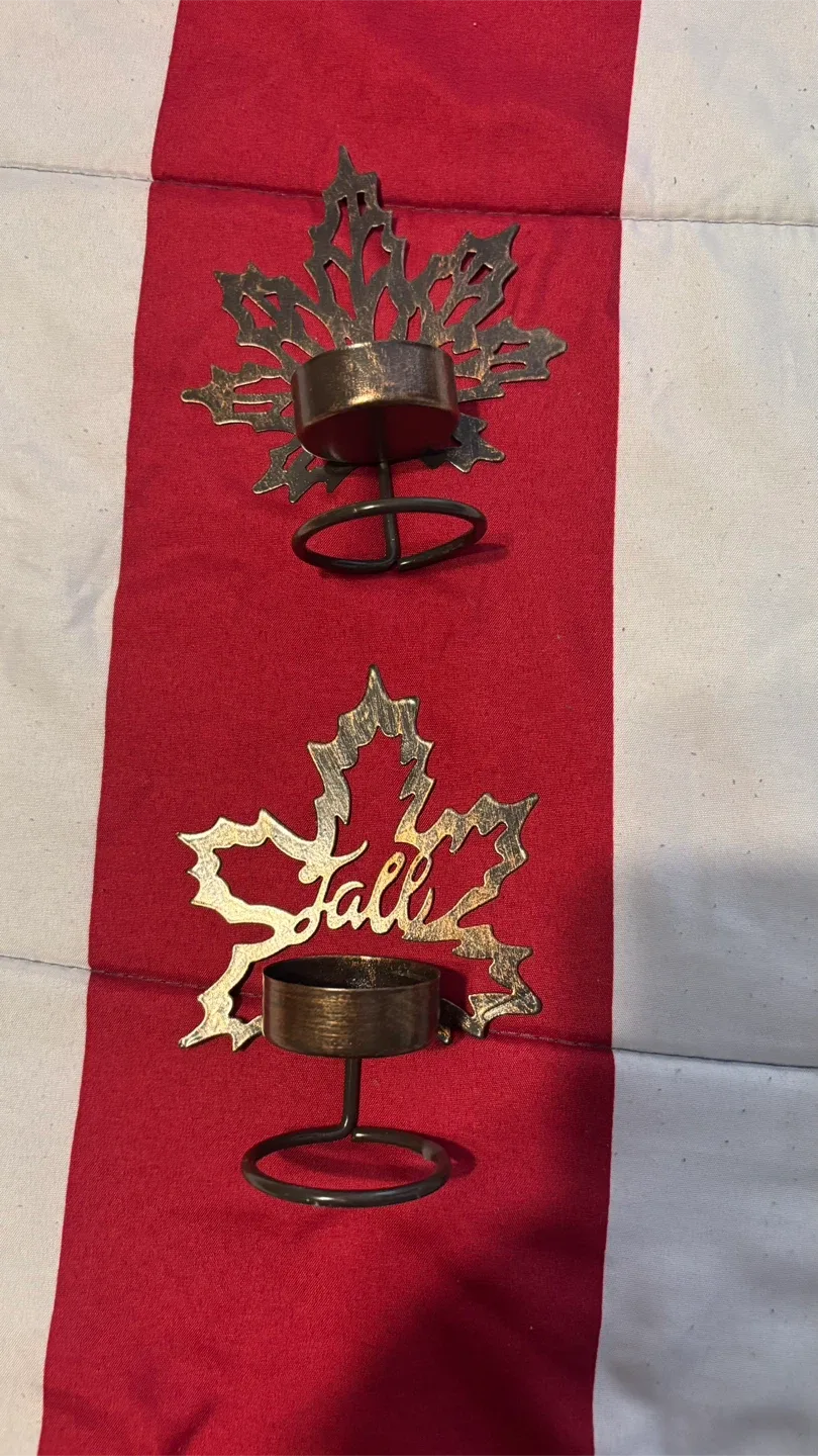 Fall Leaf Candle Holders - Set of 2