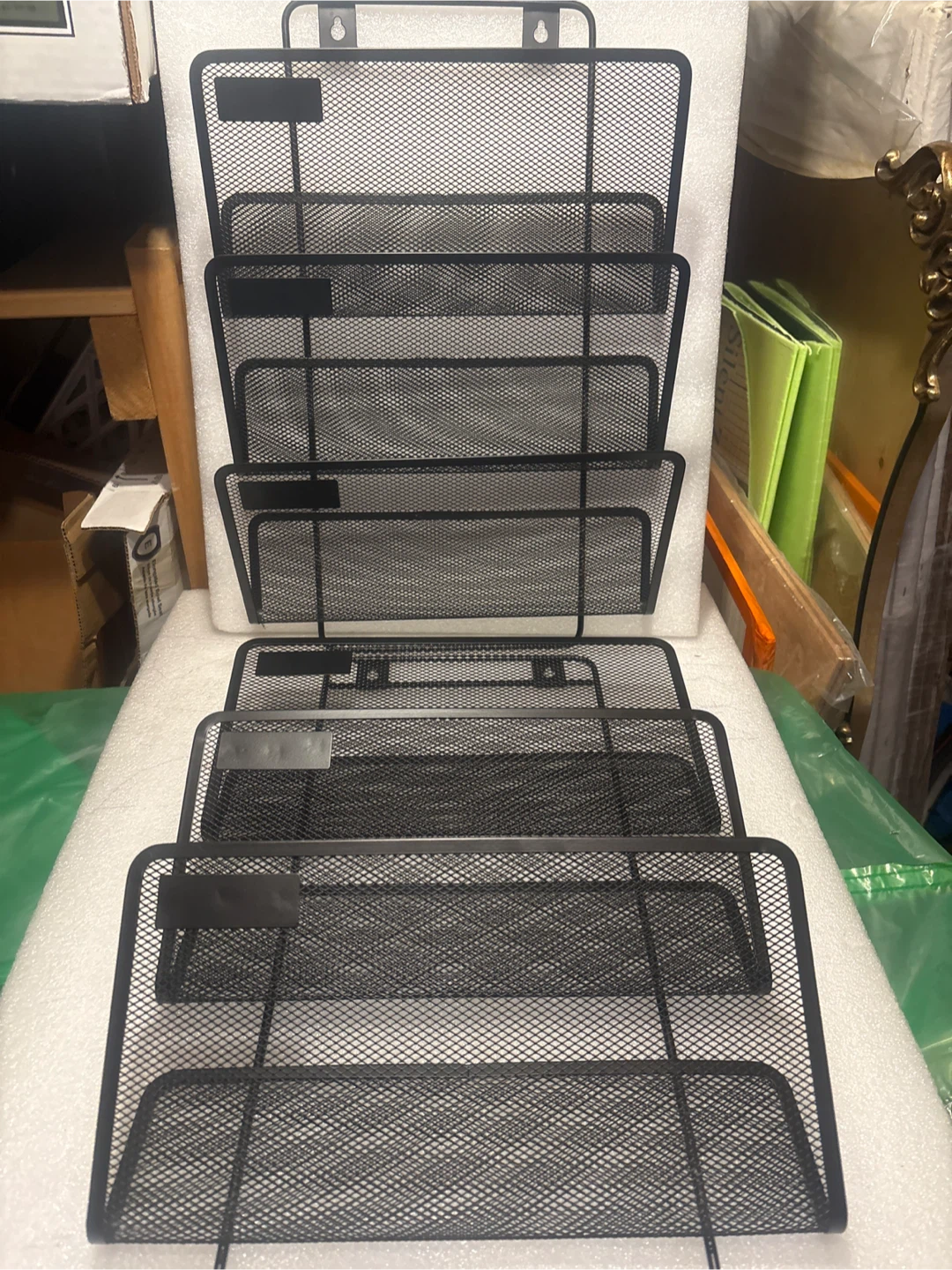 Black Metal Mesh Wall File Organizer - photo 2