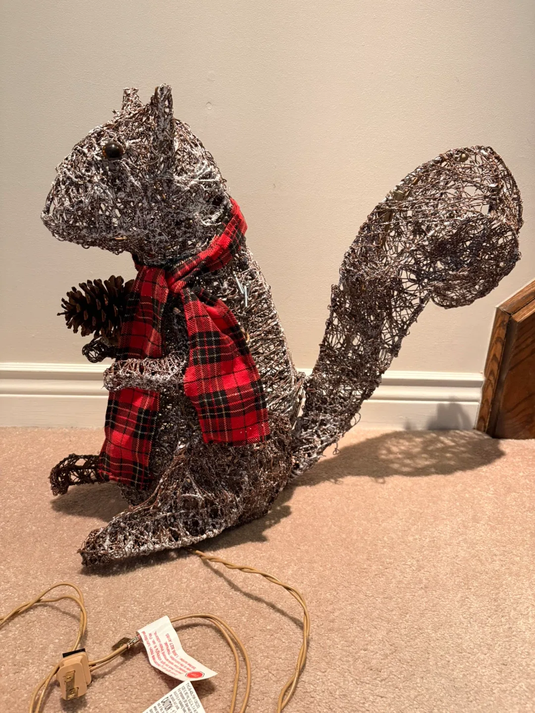 Wire Squirrel Christmas Decoration with Lights