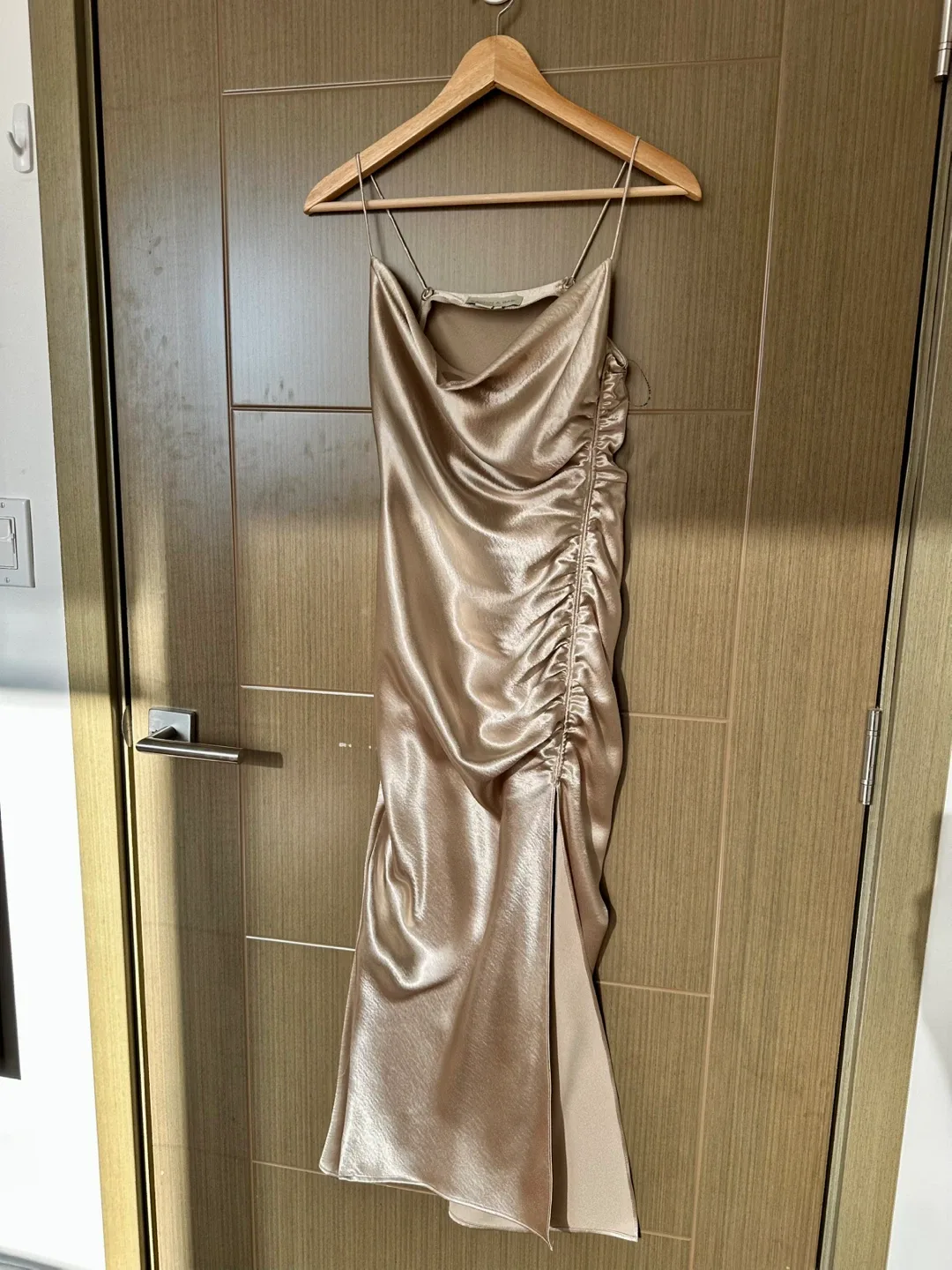 Anthropologie Sachin & Babi Gold Champagne Ruched Dress