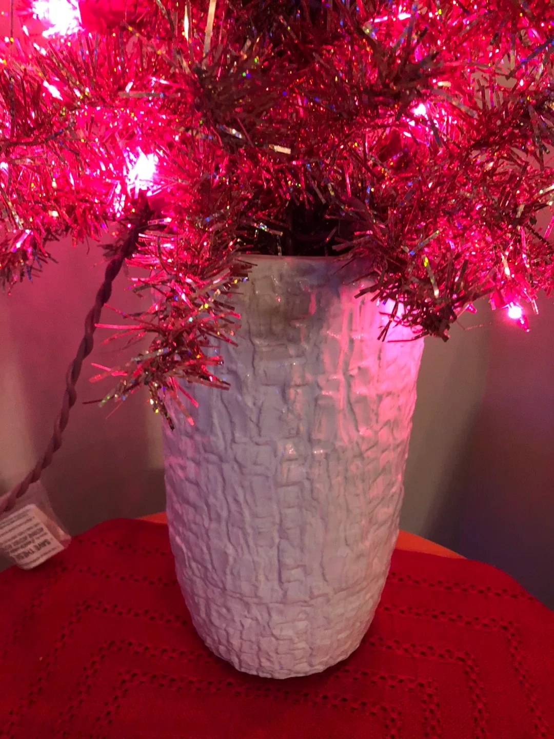 Small Pink Tinsel Christmas Tree with Lights image indicator(3)
