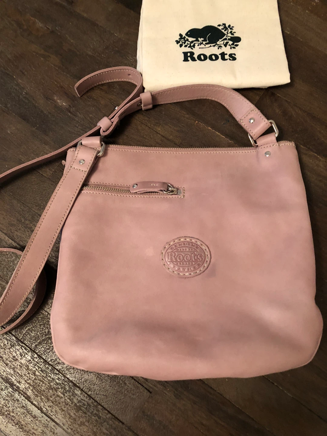 Roots Leather Crossbody Bag - Light Pink - photo 5
