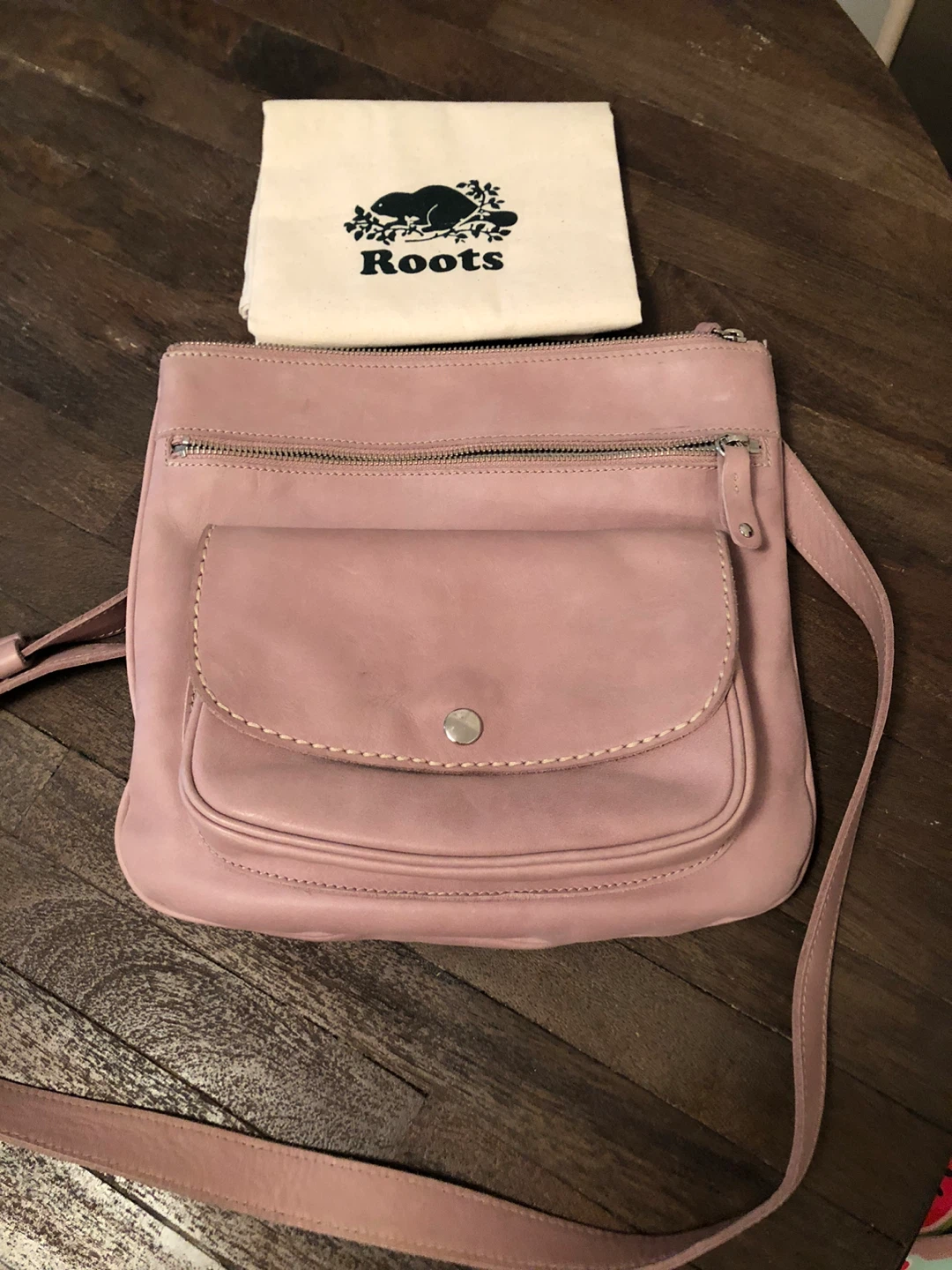 Roots Leather Crossbody Bag - Light Pink - photo 2