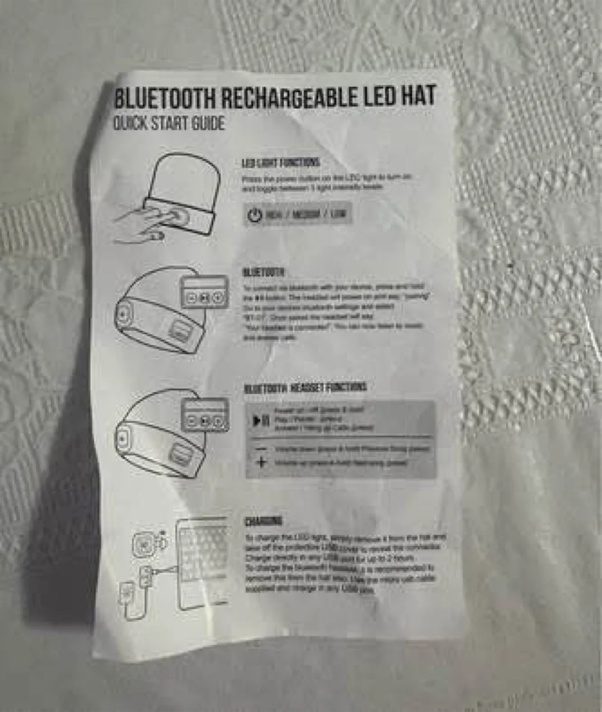 Bluetooth rechargeable LED hat (Never used) image indicator(6)