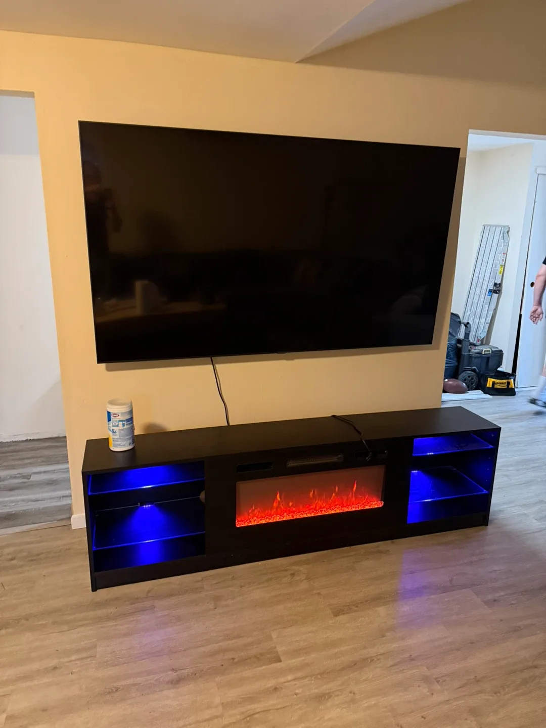 Black Electric Fireplace TV Stand with LED Lights
