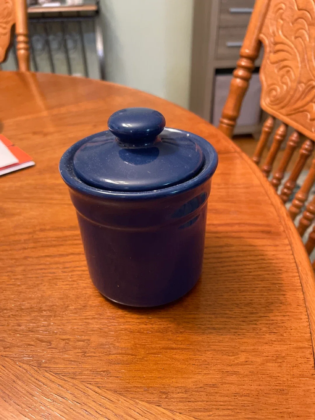 Blue Stoneware Jar with Lid