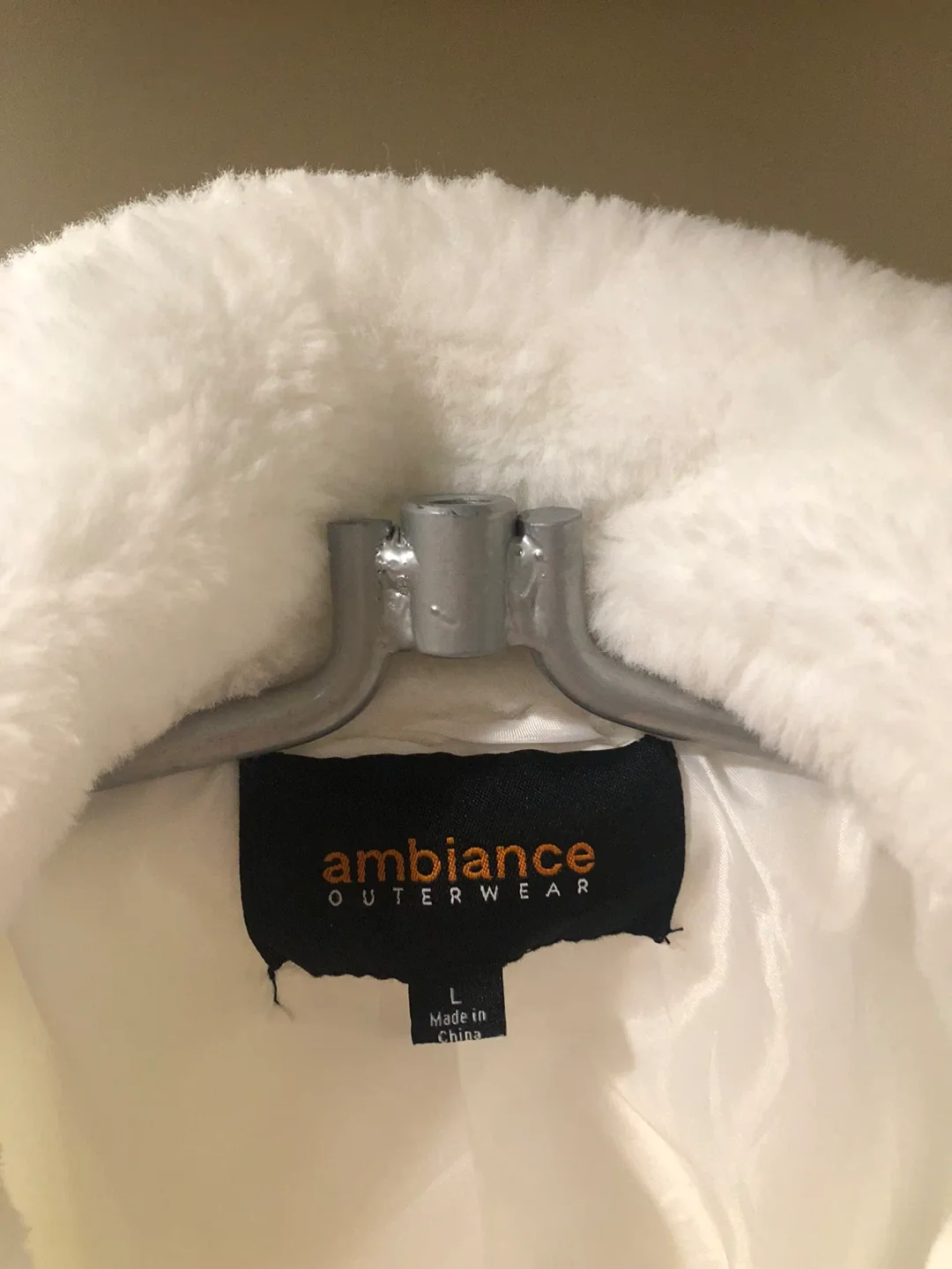 Ambiance Outerwear White Faux Fur Jacket - Size L image indicator(4)