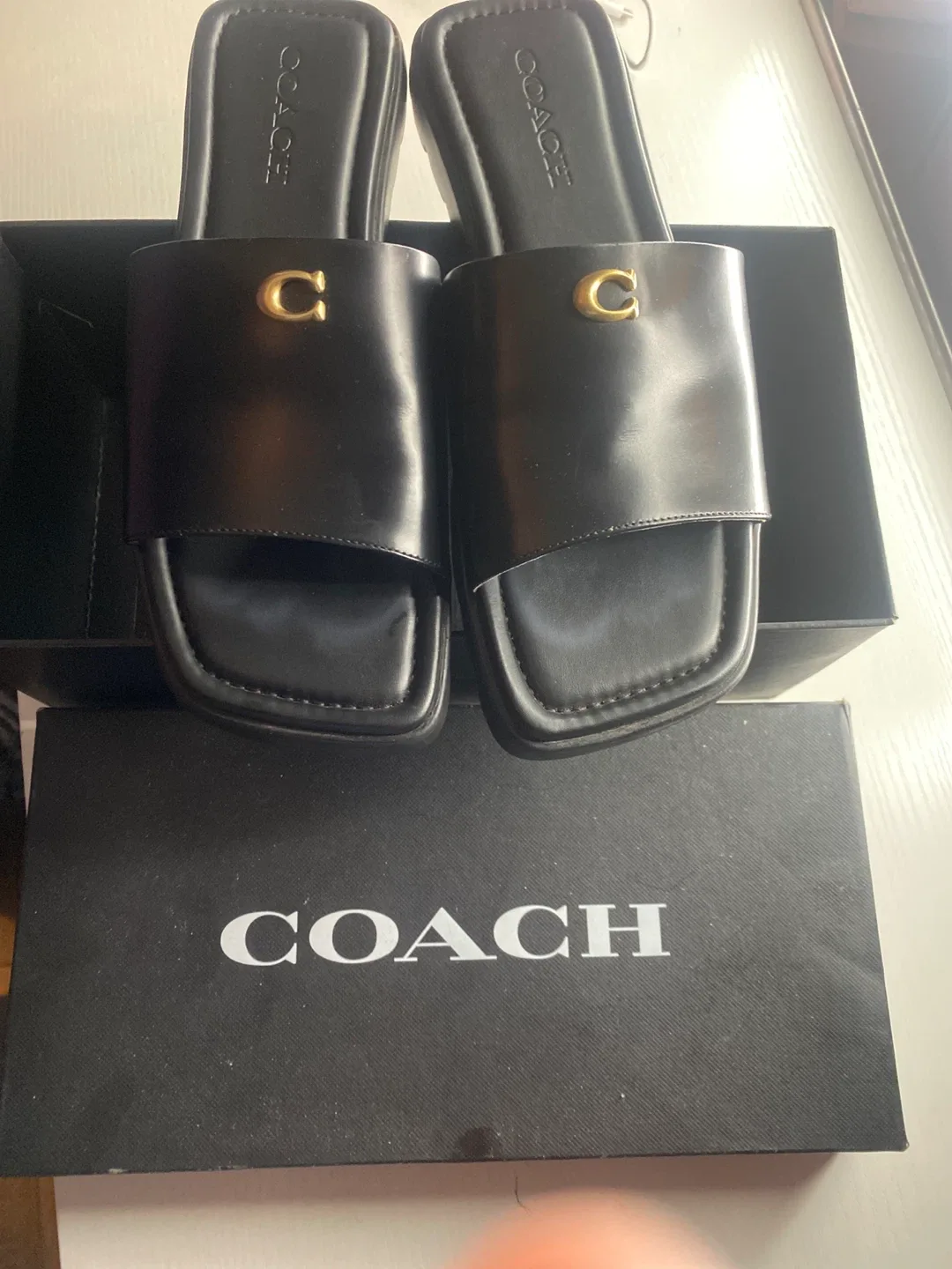 Coach Black Leather Sandals, Size 8.5 image indicator(2)