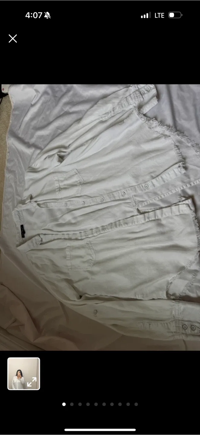 White Denim Button-Up Shirt