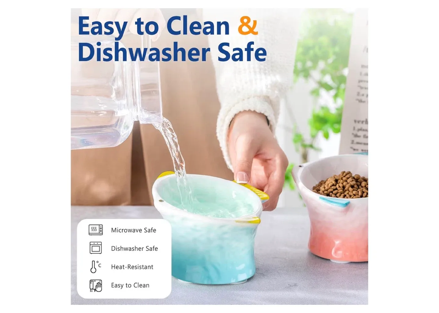 Tioncy 2-Pack Raised Cat Bowls - Ceramic