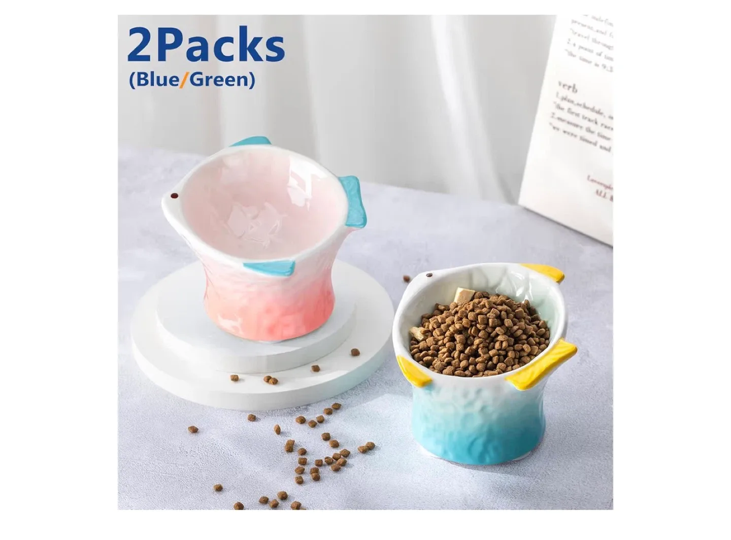 Tioncy 2-Pack Raised Cat Bowls - Ceramic image indicator(5)