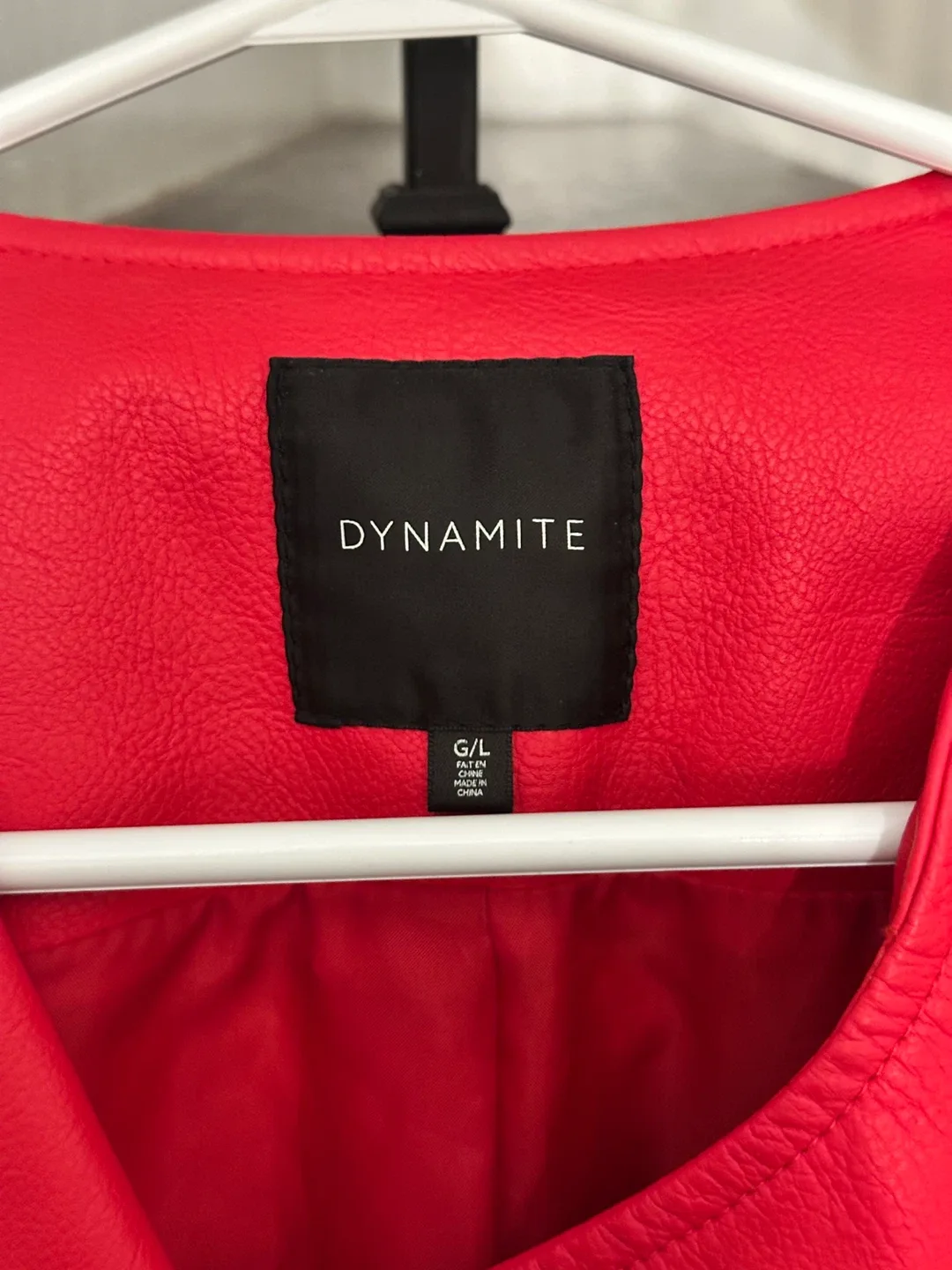 Dynamite Red Faux Leather Jacket, Size L image indicator(2)