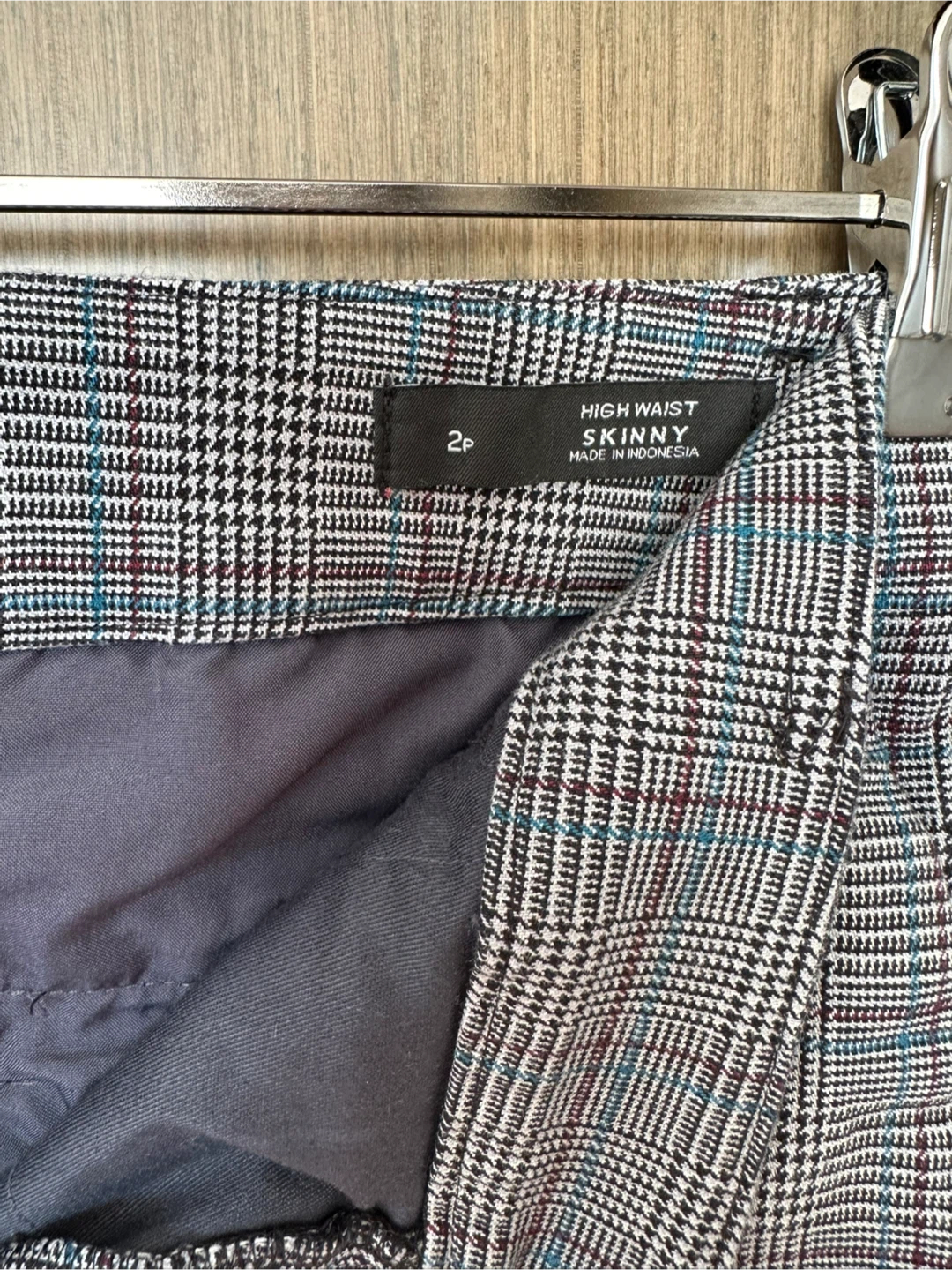 Plaid High Waist Skinny Pants - Size 2P - photo 2