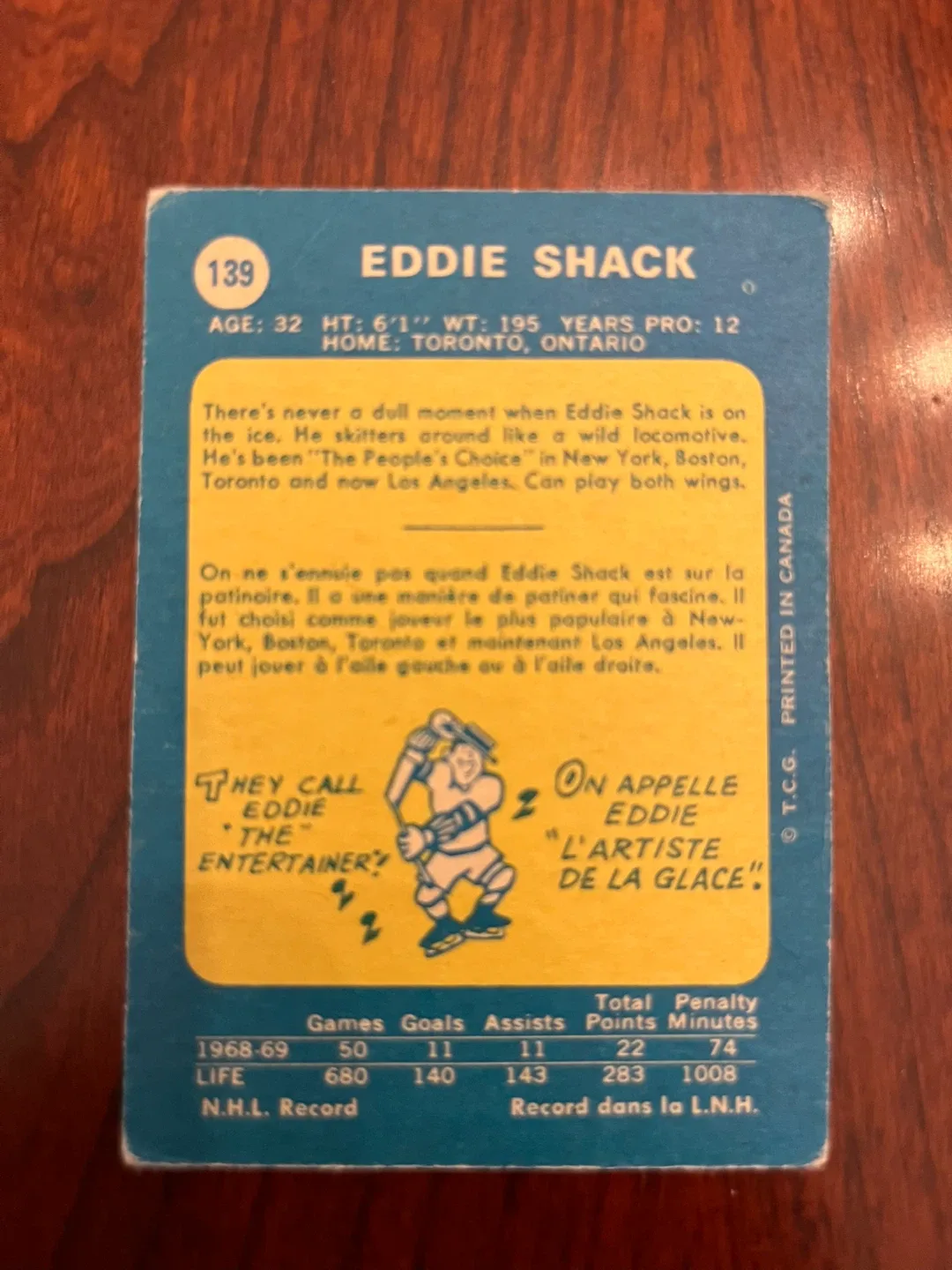 1969 70 OPC O PEE CHEE Hockey #139 EDDIE SHACK image indicator(2)