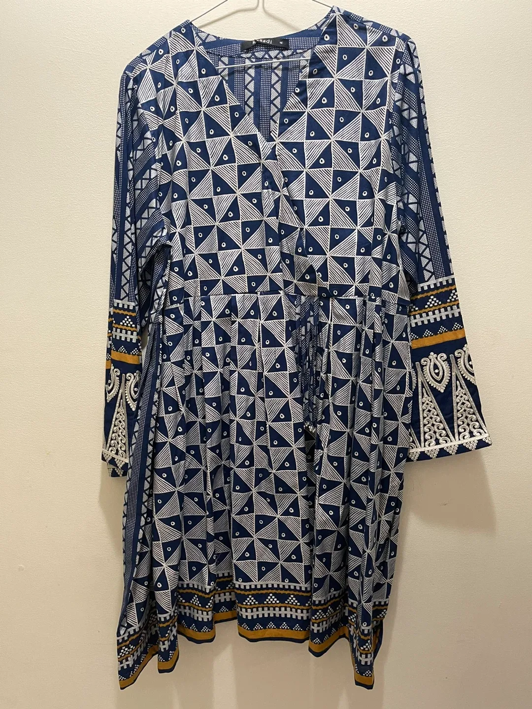 Khaadi Printed Dress - Blue & White