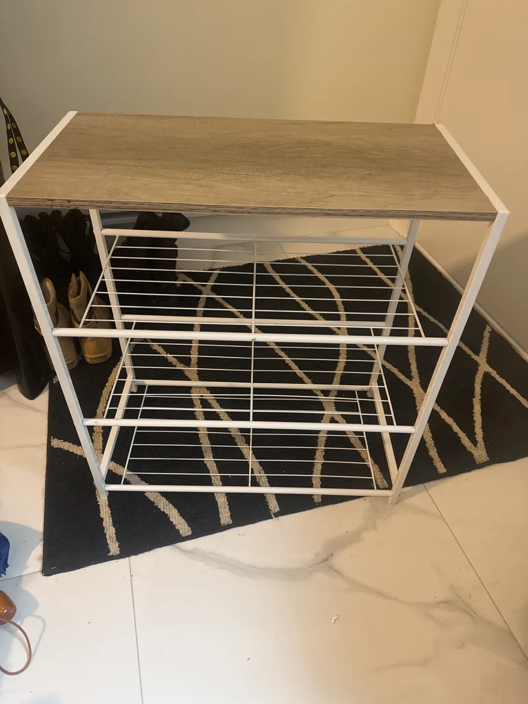 Shoe Rack with Wooden Top