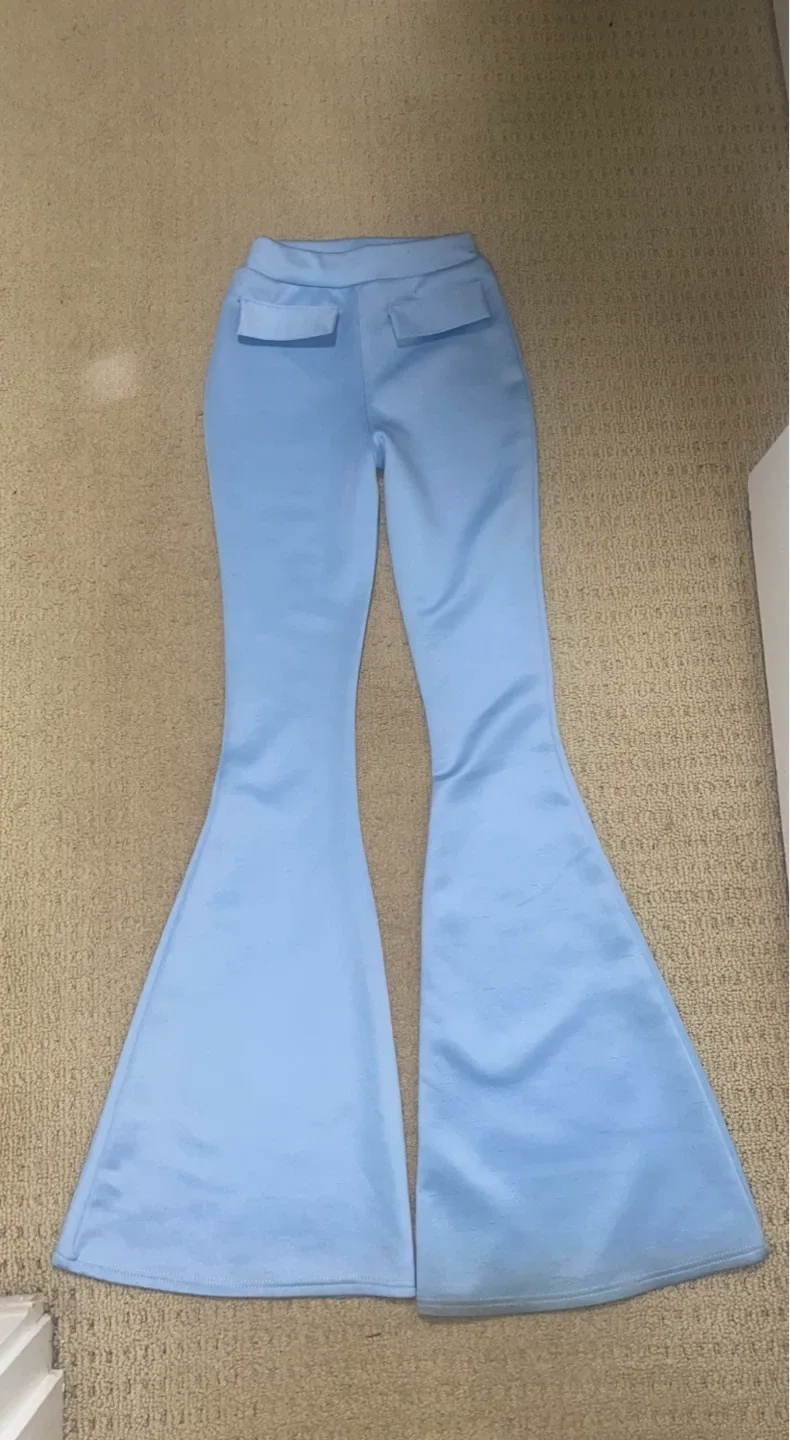 Light Blue Retro Flare Pants